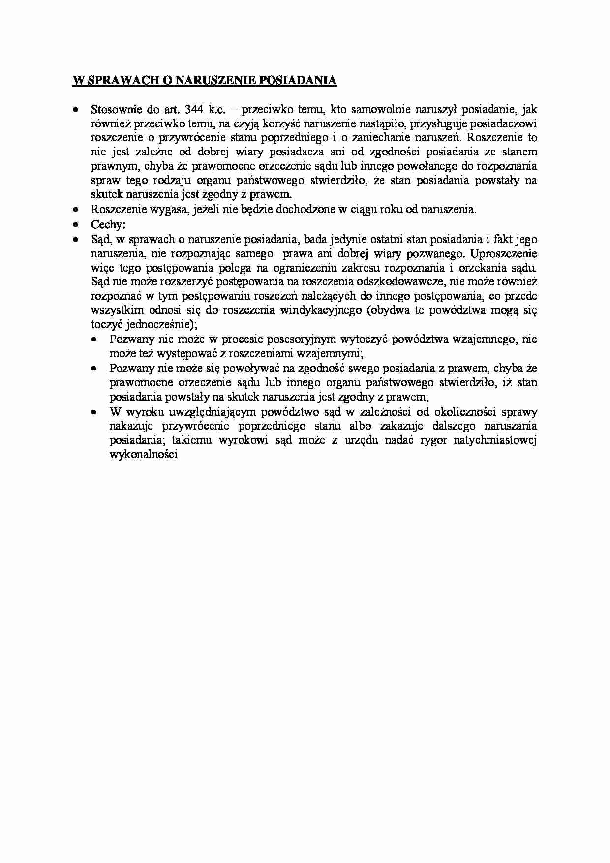Sprawa naruszenia posiadania. - strona 1