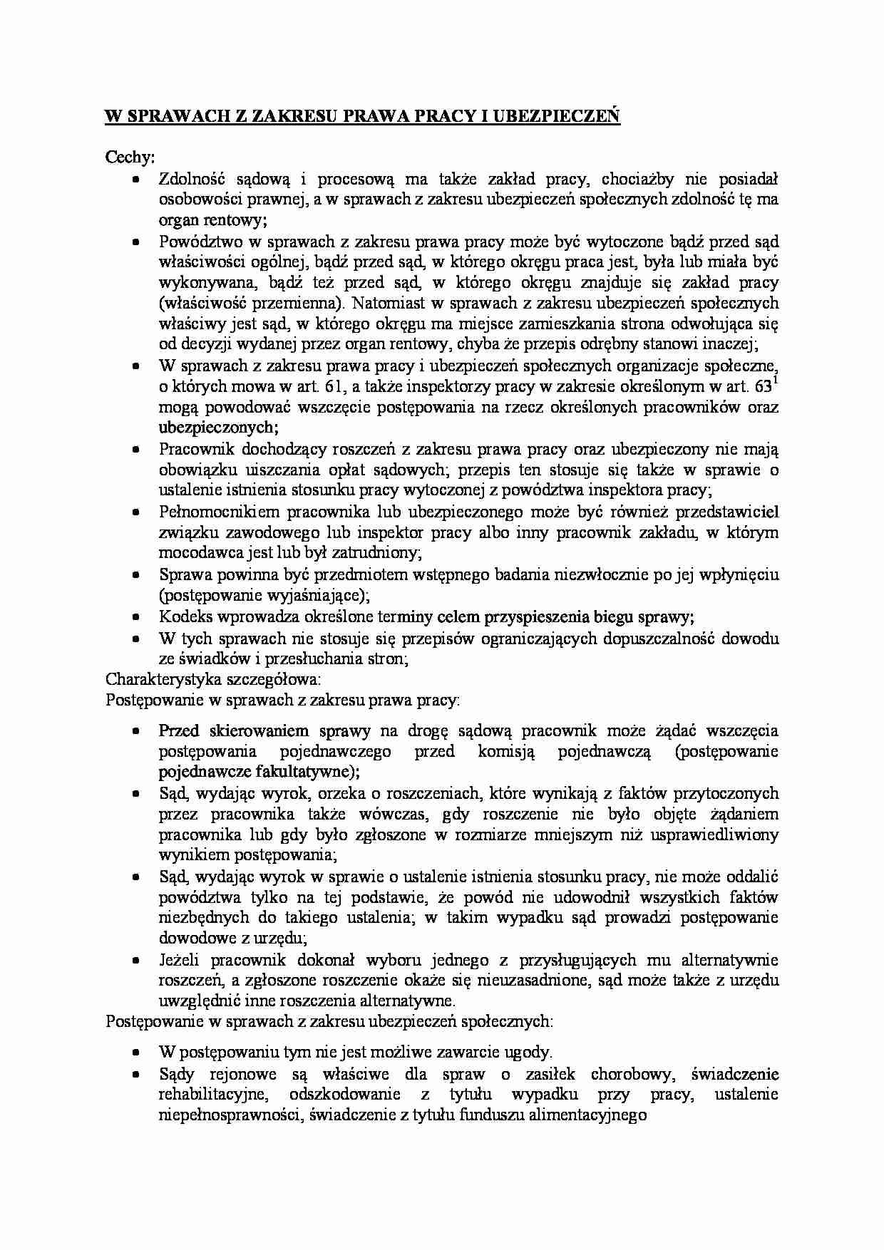 Sprawy z zakresu prawa pracy i ubezpieczeń. - strona 1