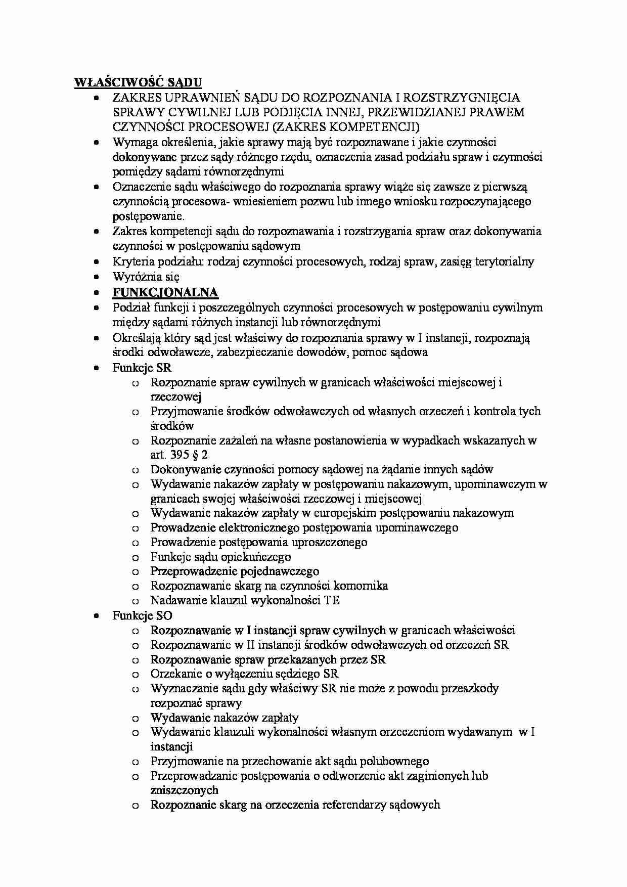 Właściwości sądu - omówienie. - strona 1