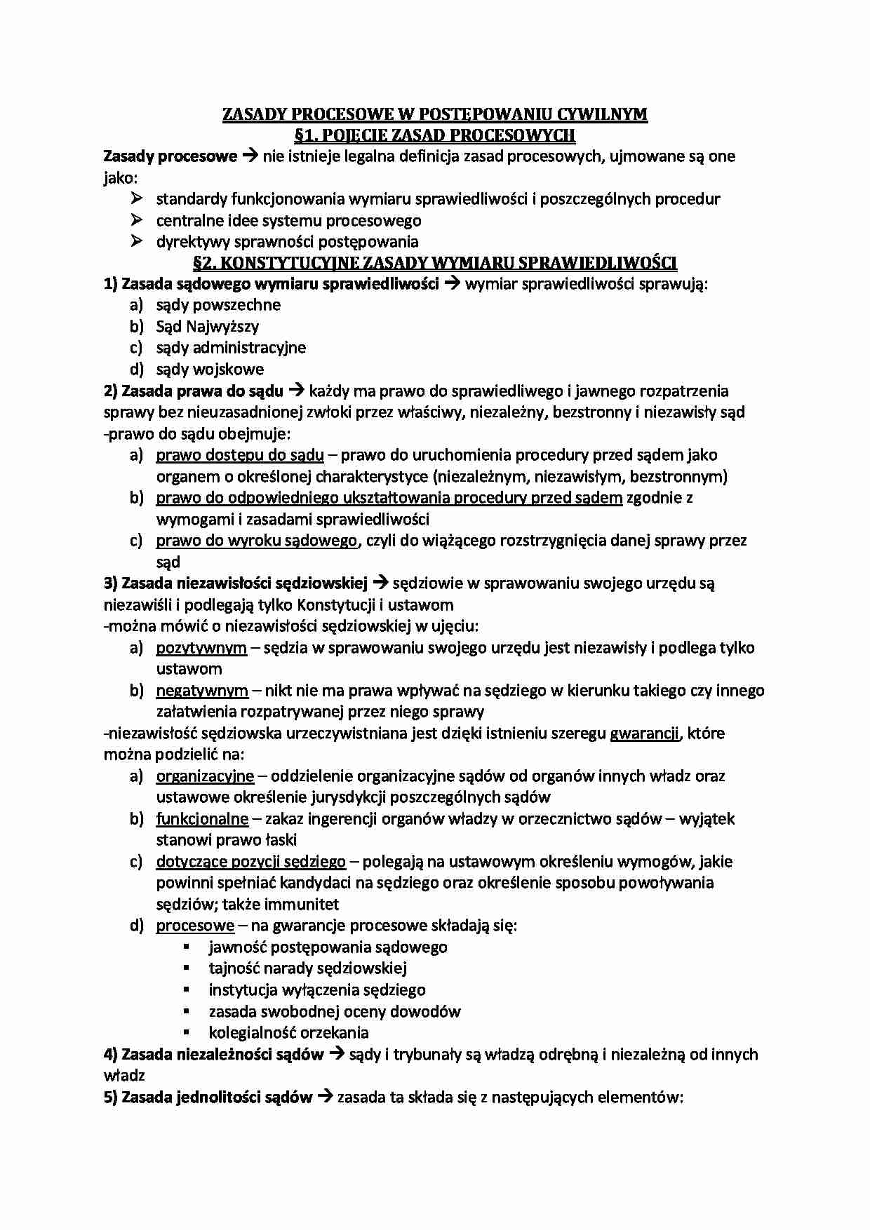 Zasady procesowe w postępowaniu cywilnym. - strona 1