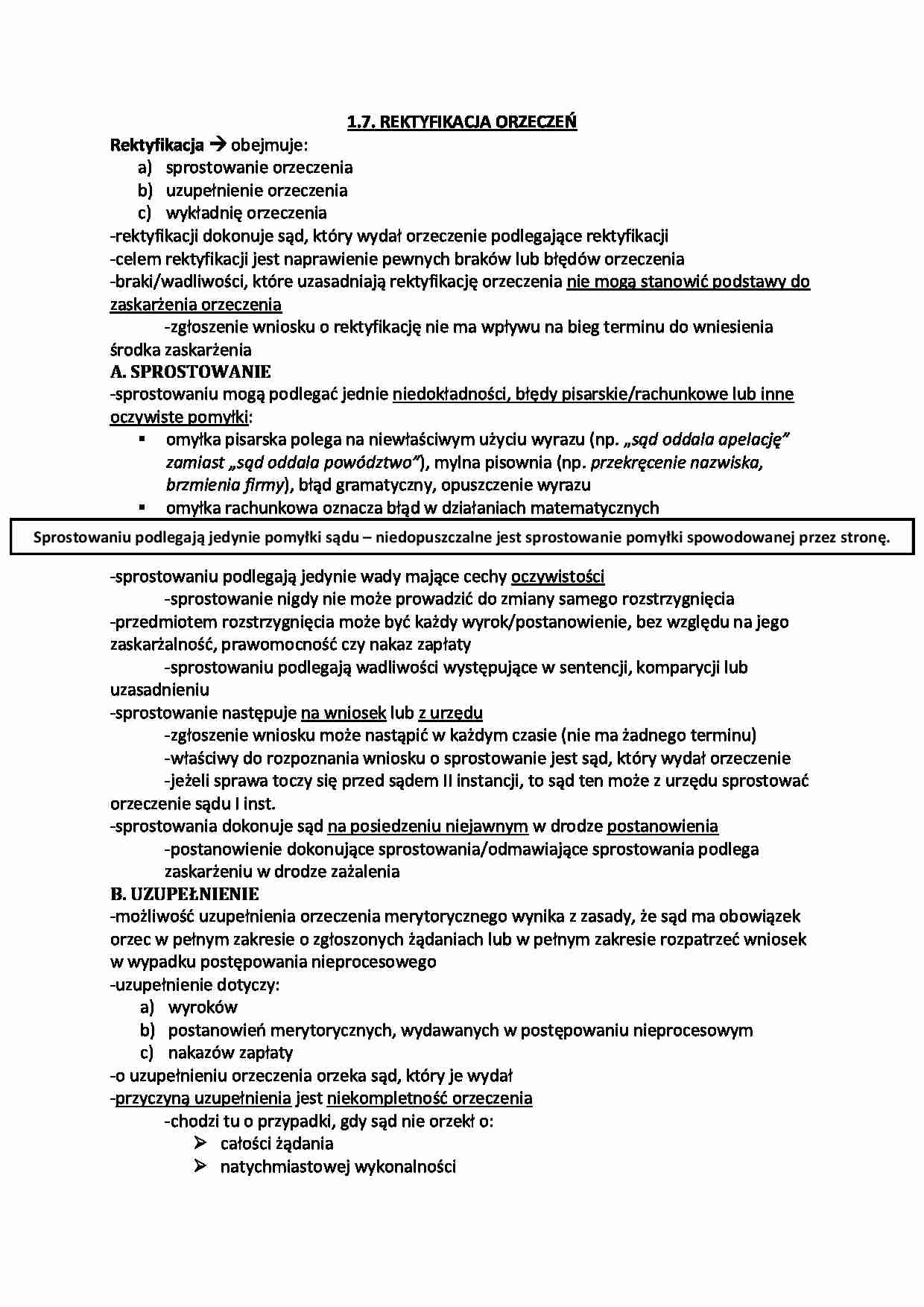 Rektyfikacja orzeczeń  - wykład. - strona 1