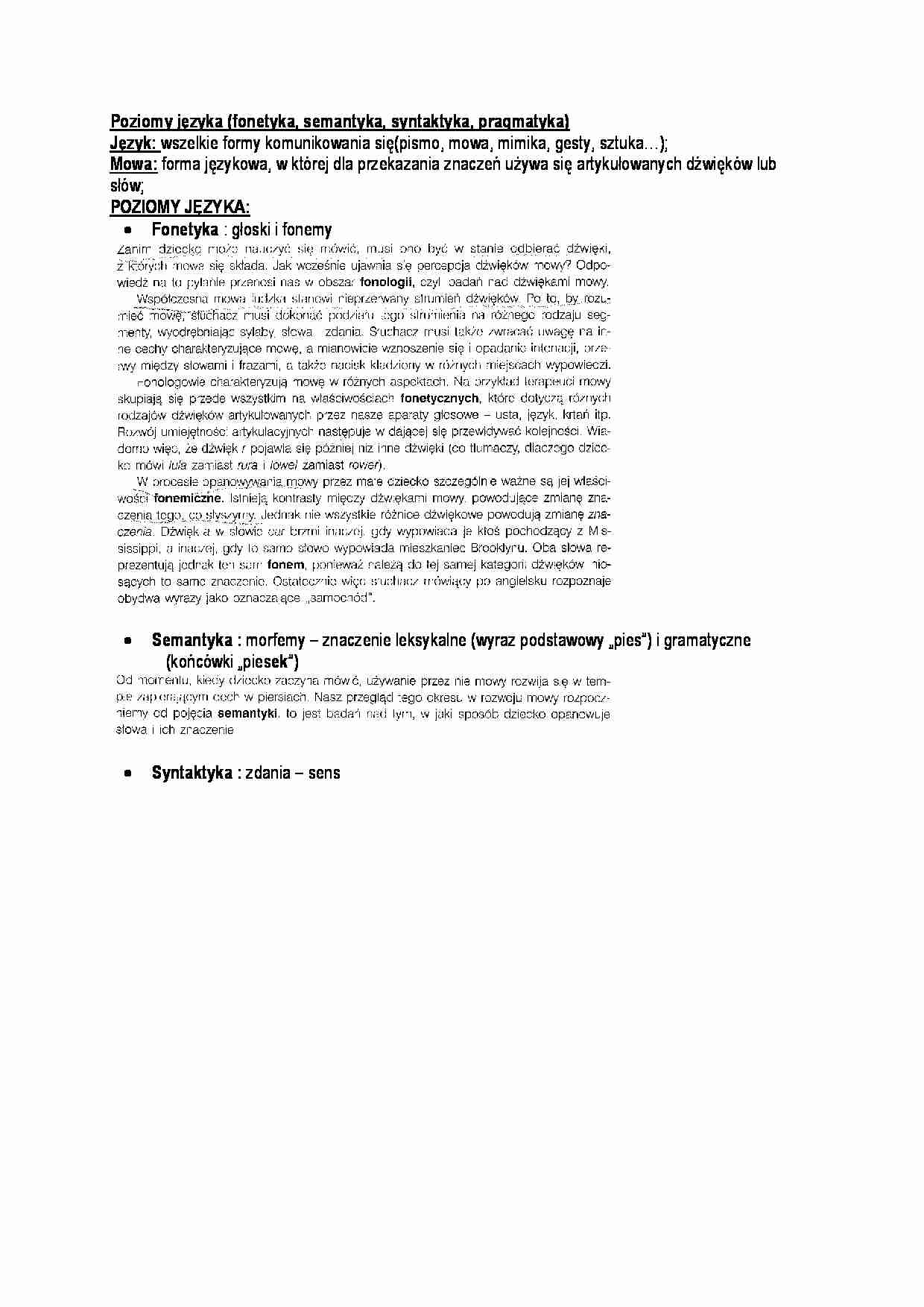 Fonetyka, semantyka, syntaktyka, pragmatyka - strona 1