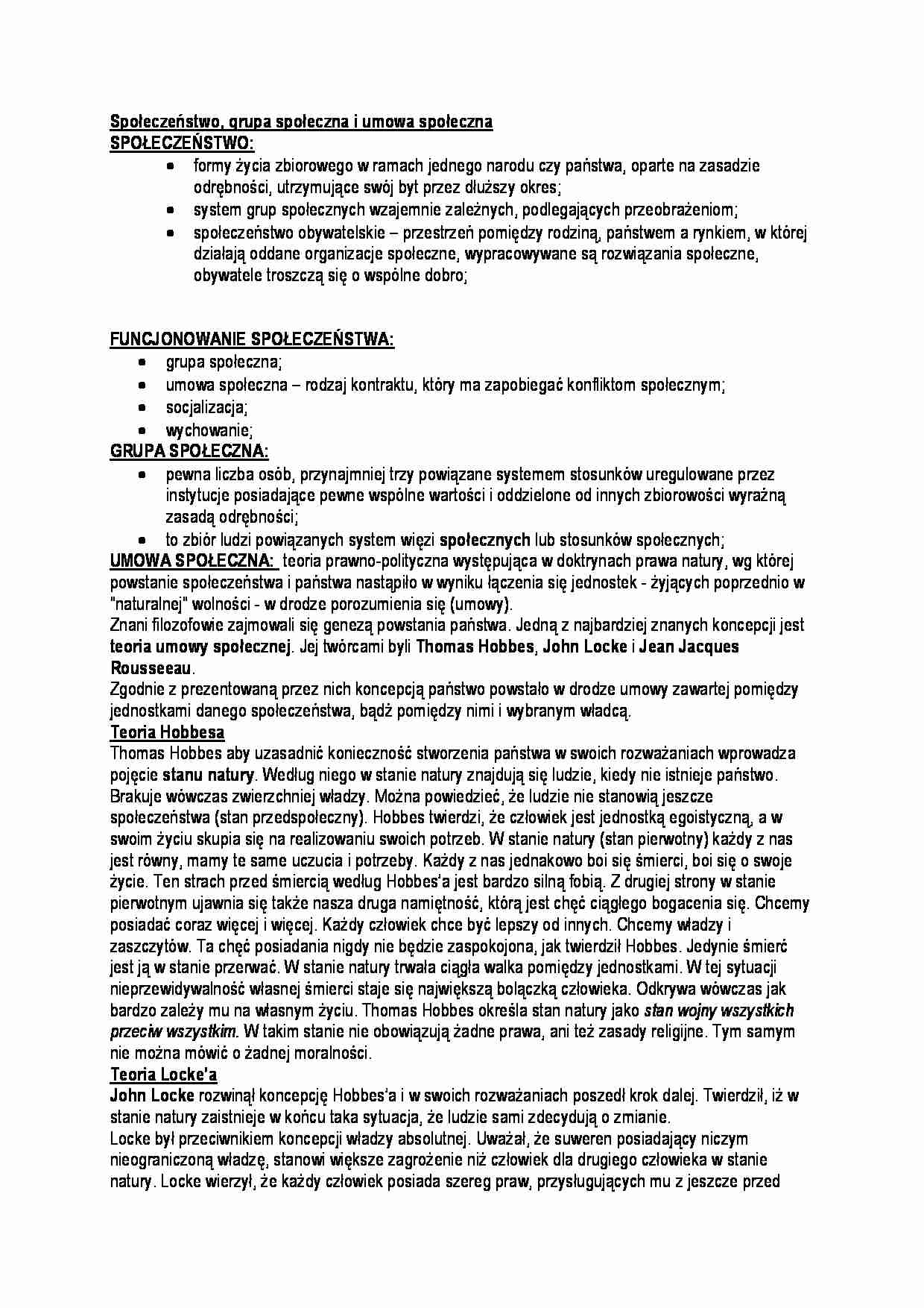 Społeczeństwo, grupa społeczna i umowa społeczna - strona 1