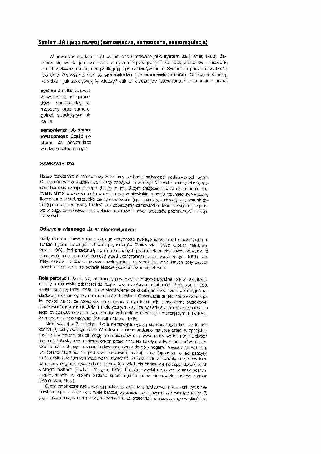 System JA i jego rozwój (samowiedza, samoocena, samoregulacja) - strona 1