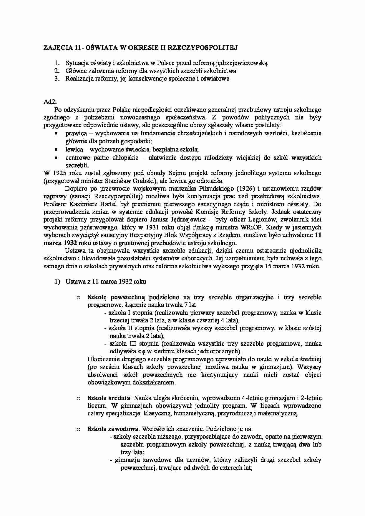 Oświata w okresie II Rzeczypospolitej. - strona 1