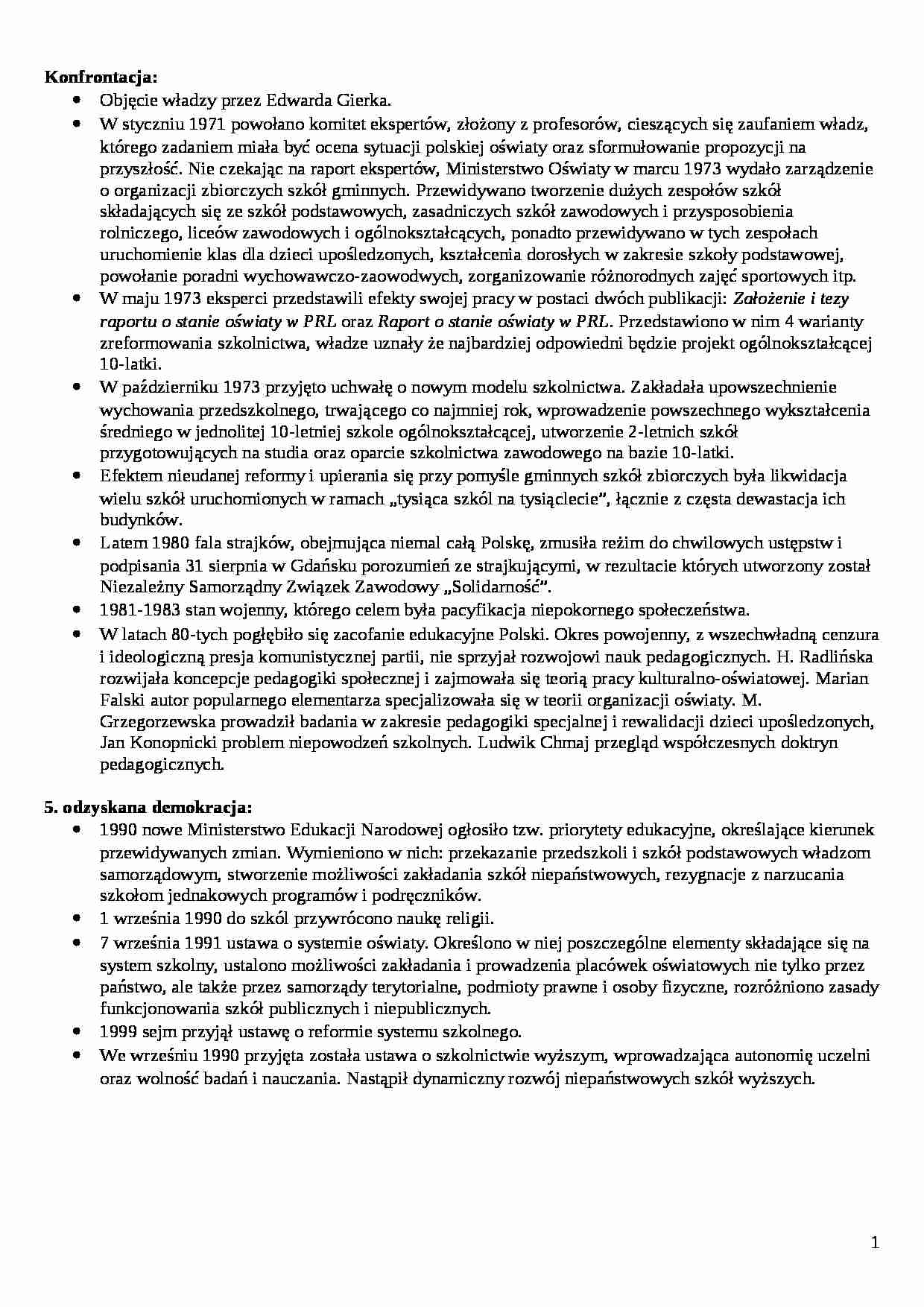 Oświata powojenna-  konfrontacja - strona 1