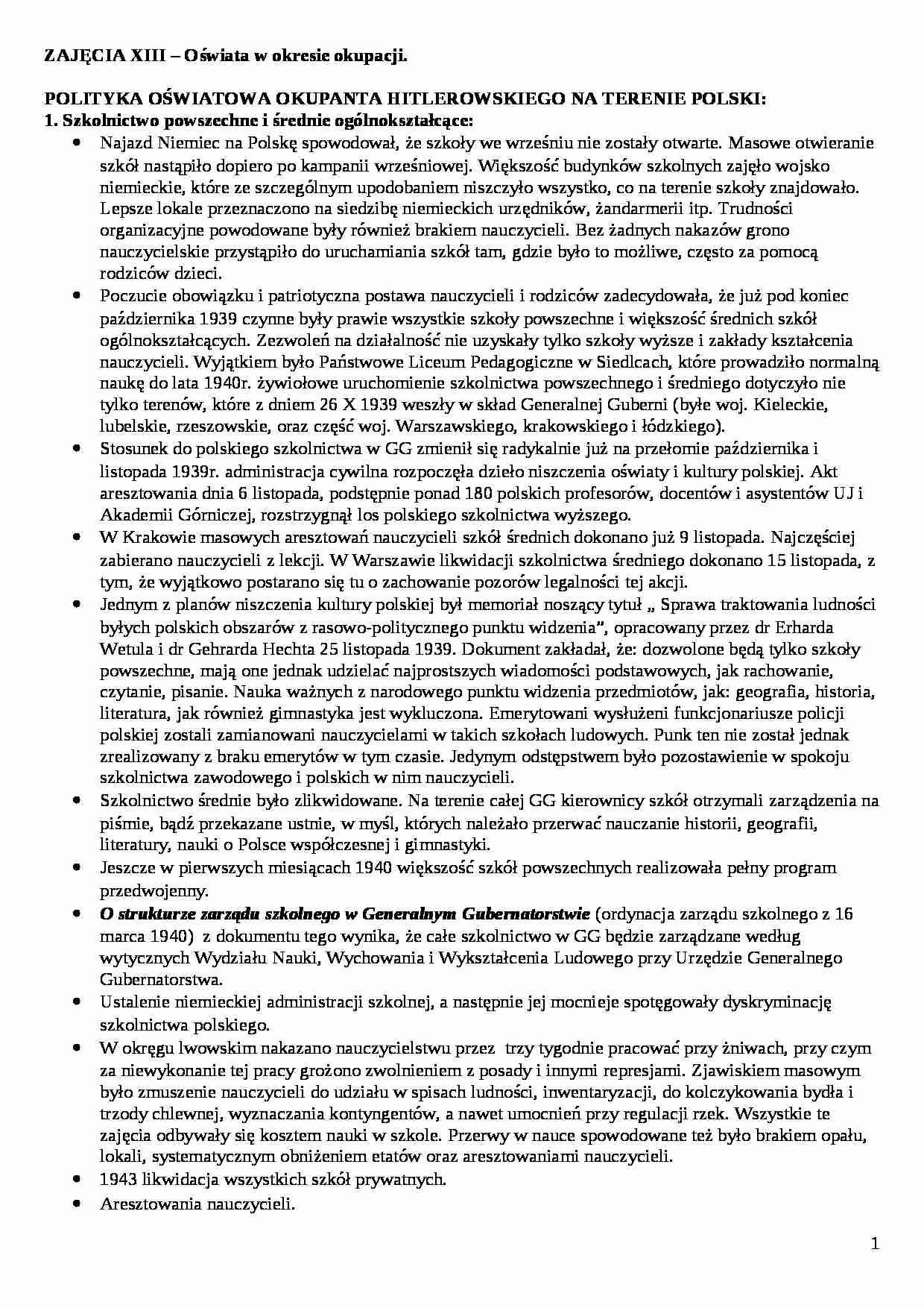Edukacja w czasie okupacji - strona 1