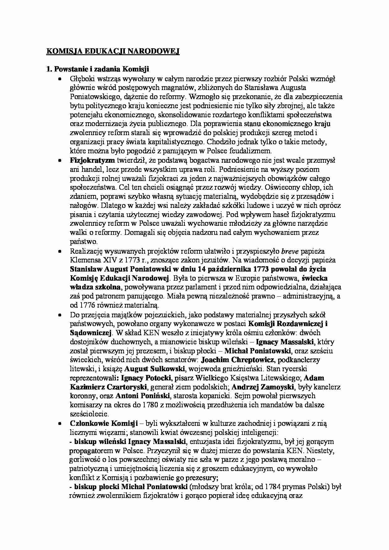 Komisja Edukacji Narodowej - Fizjokratyzm - strona 1