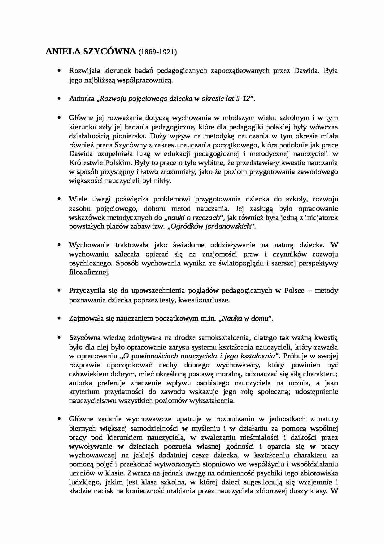 Aniela Szycówna - referat. - strona 1