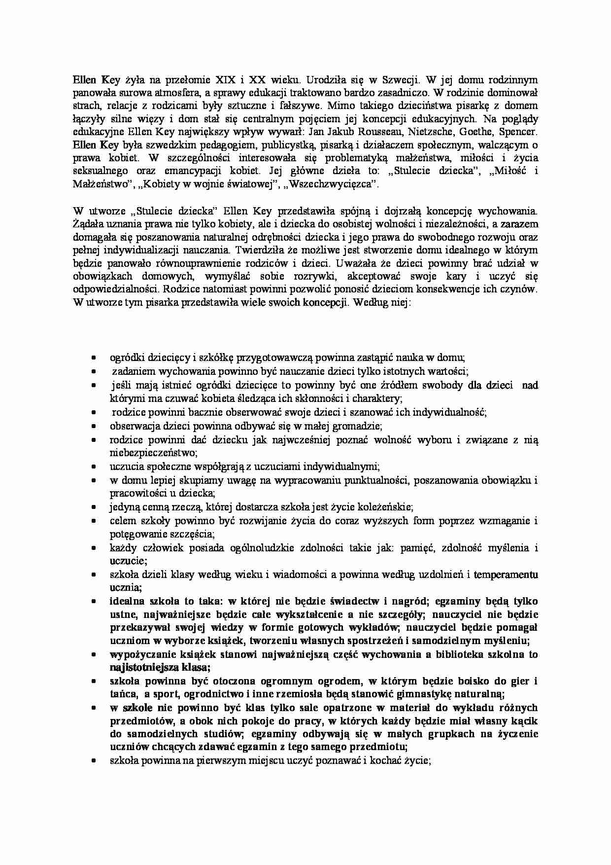 Ellen Key - referat. - strona 1