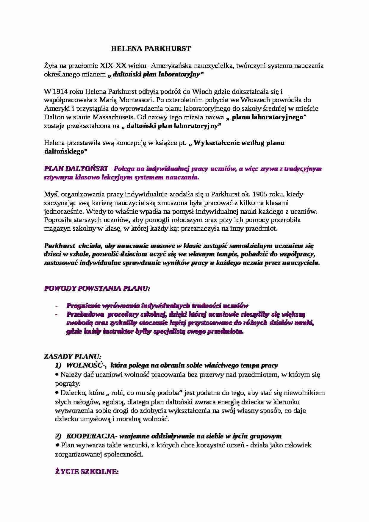 Helena Parkhurst - referat. - strona 1