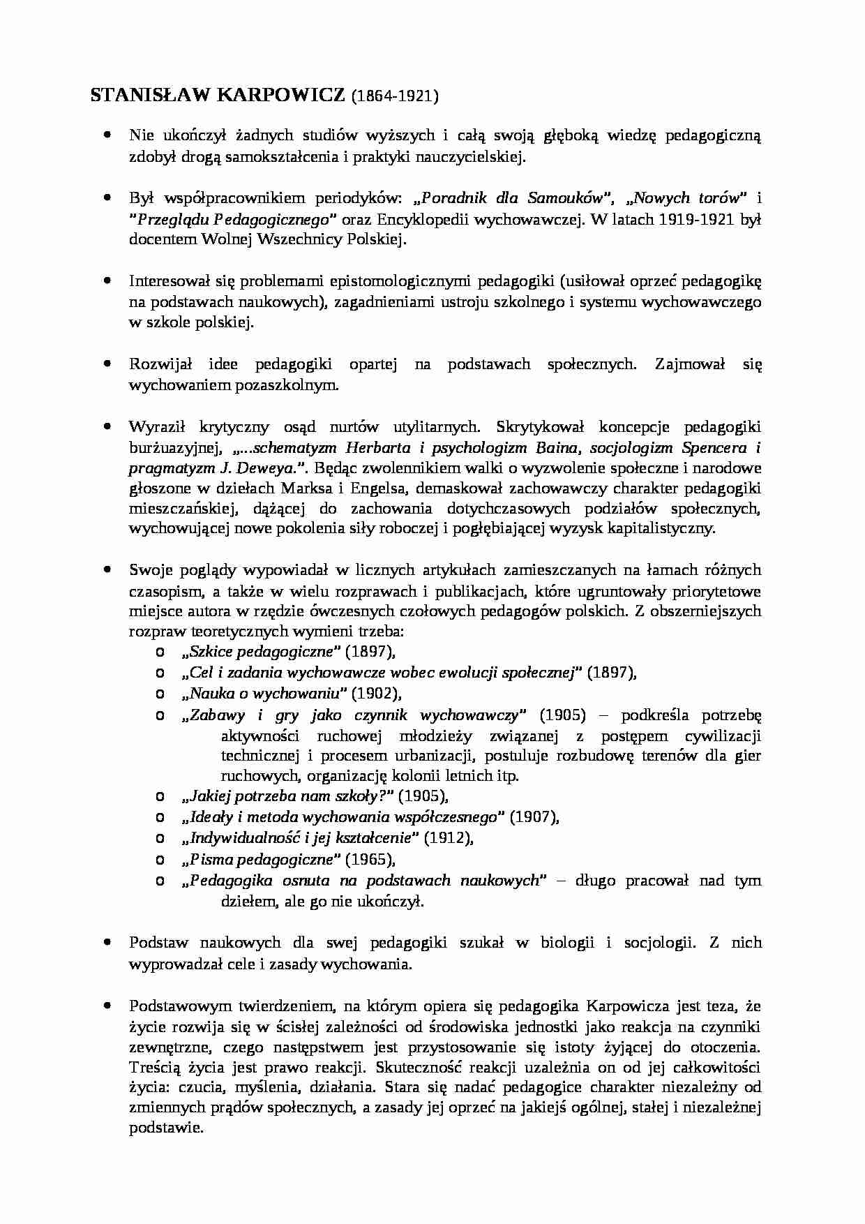 Stanisław Karpowicz - referat - strona 1