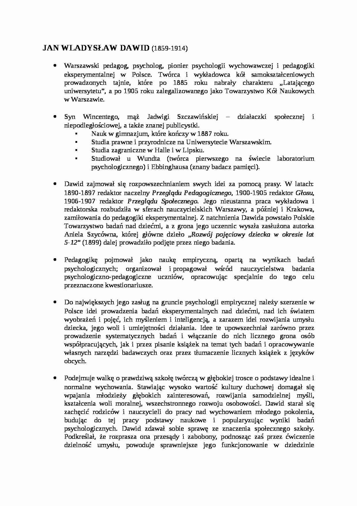 Jan Władysław Dawid - referat - strona 1