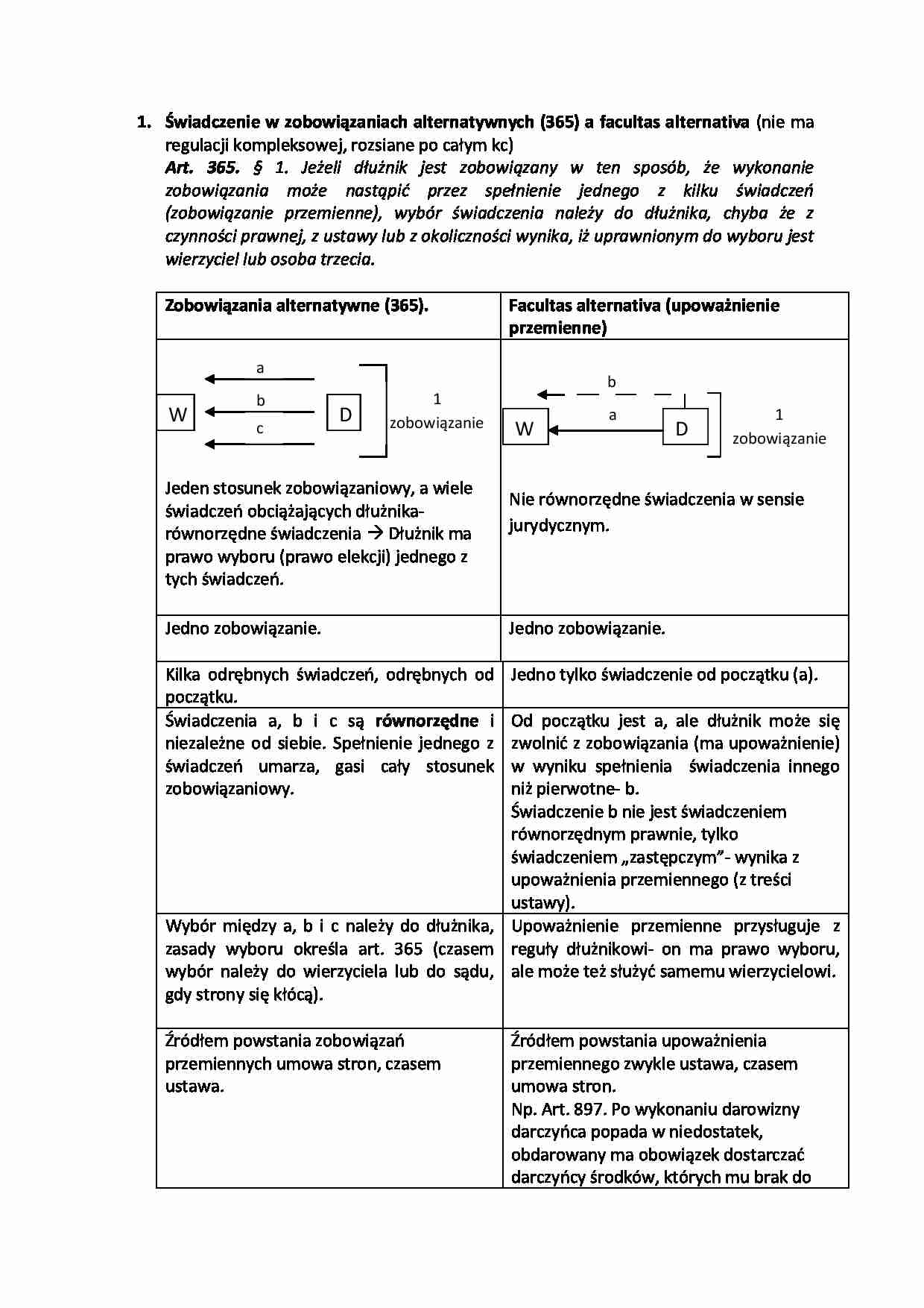Świadczenie w zobowiązaniach alternatywnych - strona 1