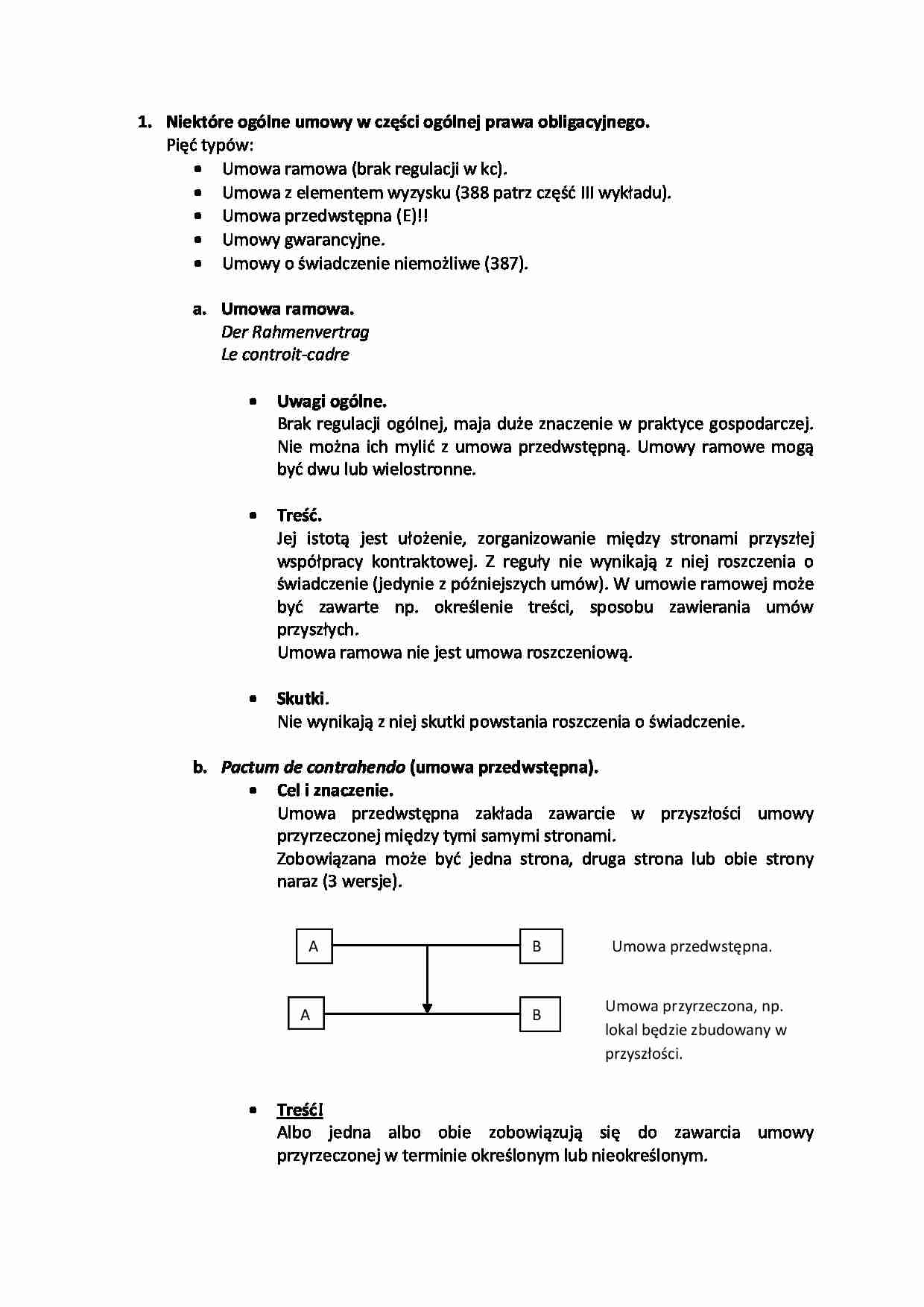 Niektóre ogólne umowy w części ogólnej prawa obligacyjnego - strona 1