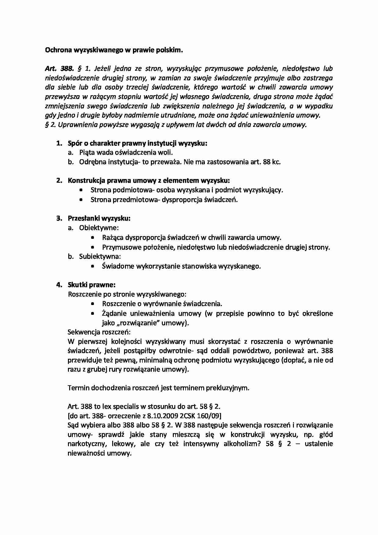 Ochrona wyzyskiwanego w prawie polskim. - strona 1