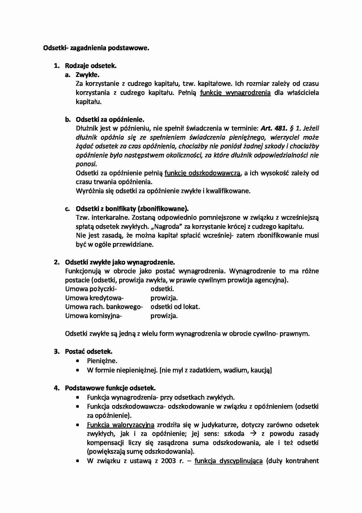 Odsetki- zagadnienia podstawowe. - strona 1