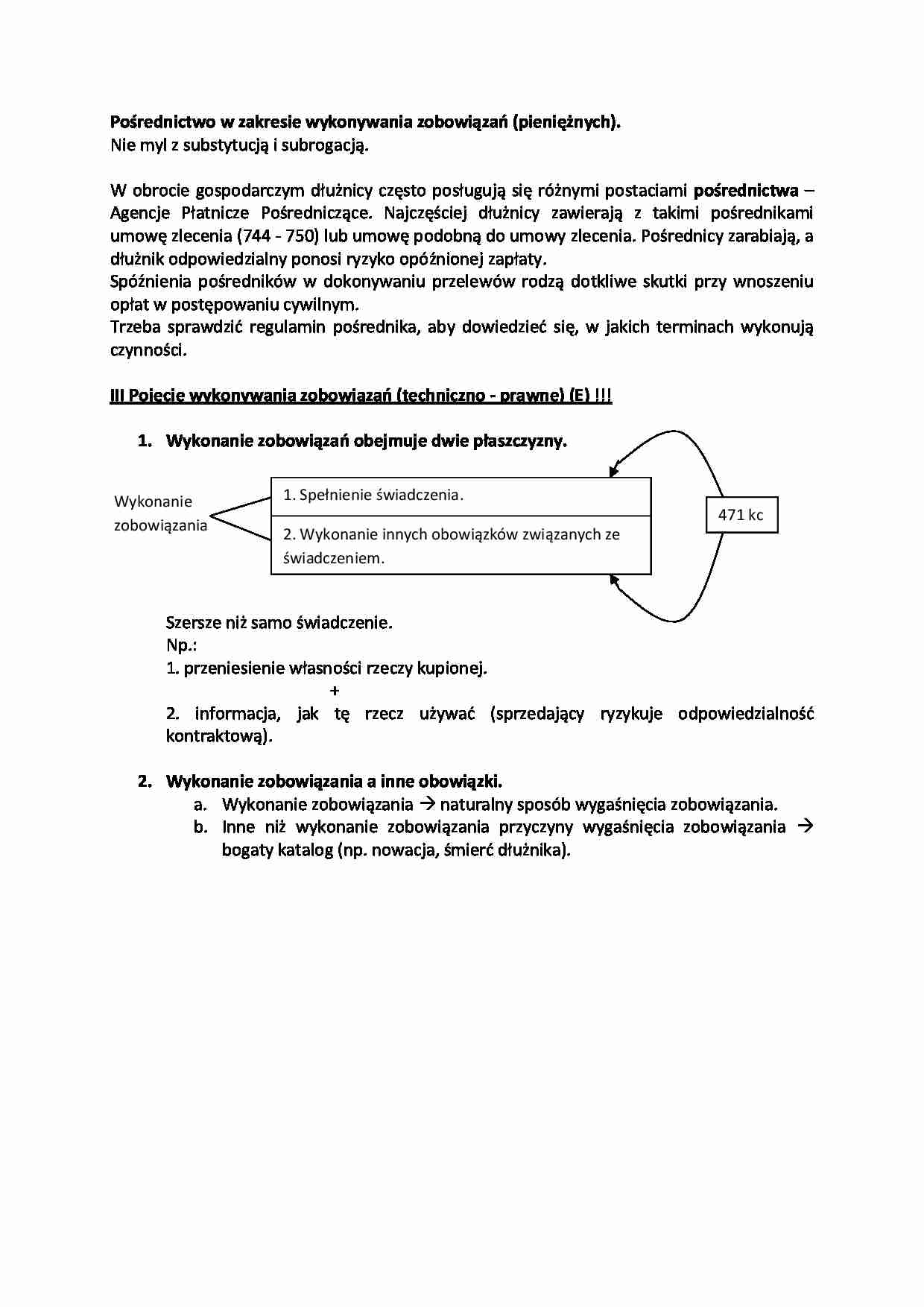 Pośrednictwo w zakresie wykonywania zobowiązań - strona 1