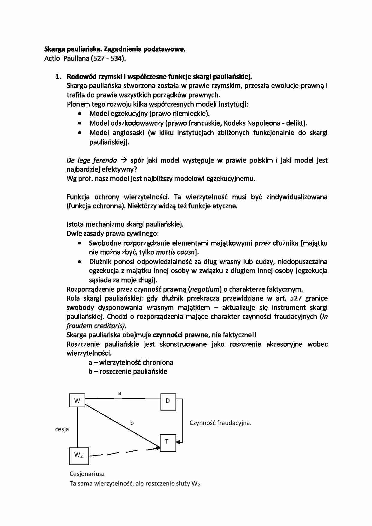 Skarga pauliańska. Zagadnienia podstawowe - strona 1