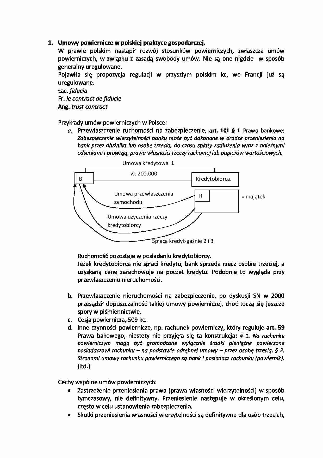 Umowy powiernicze w polskiej praktyce gospodarczej. - strona 1