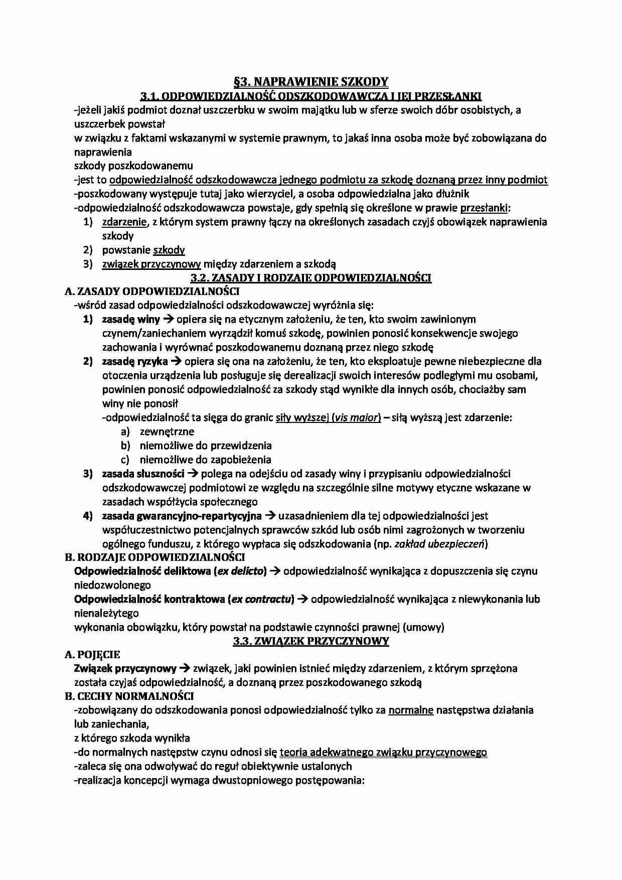 Naprawienie szkody, zobowiązania - wykład - strona 1