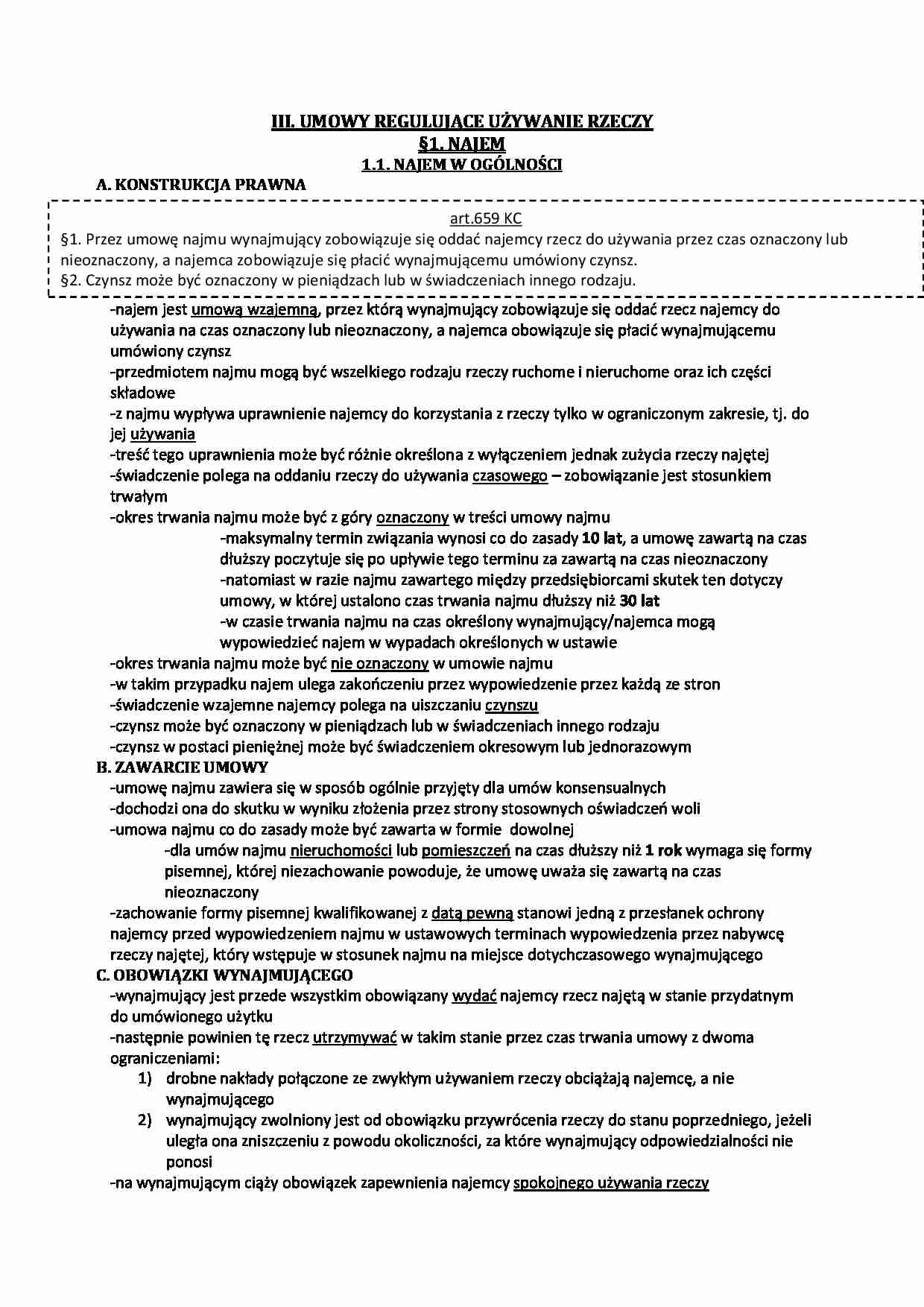 Umowe regulujące używanie rzeczy - strona 1