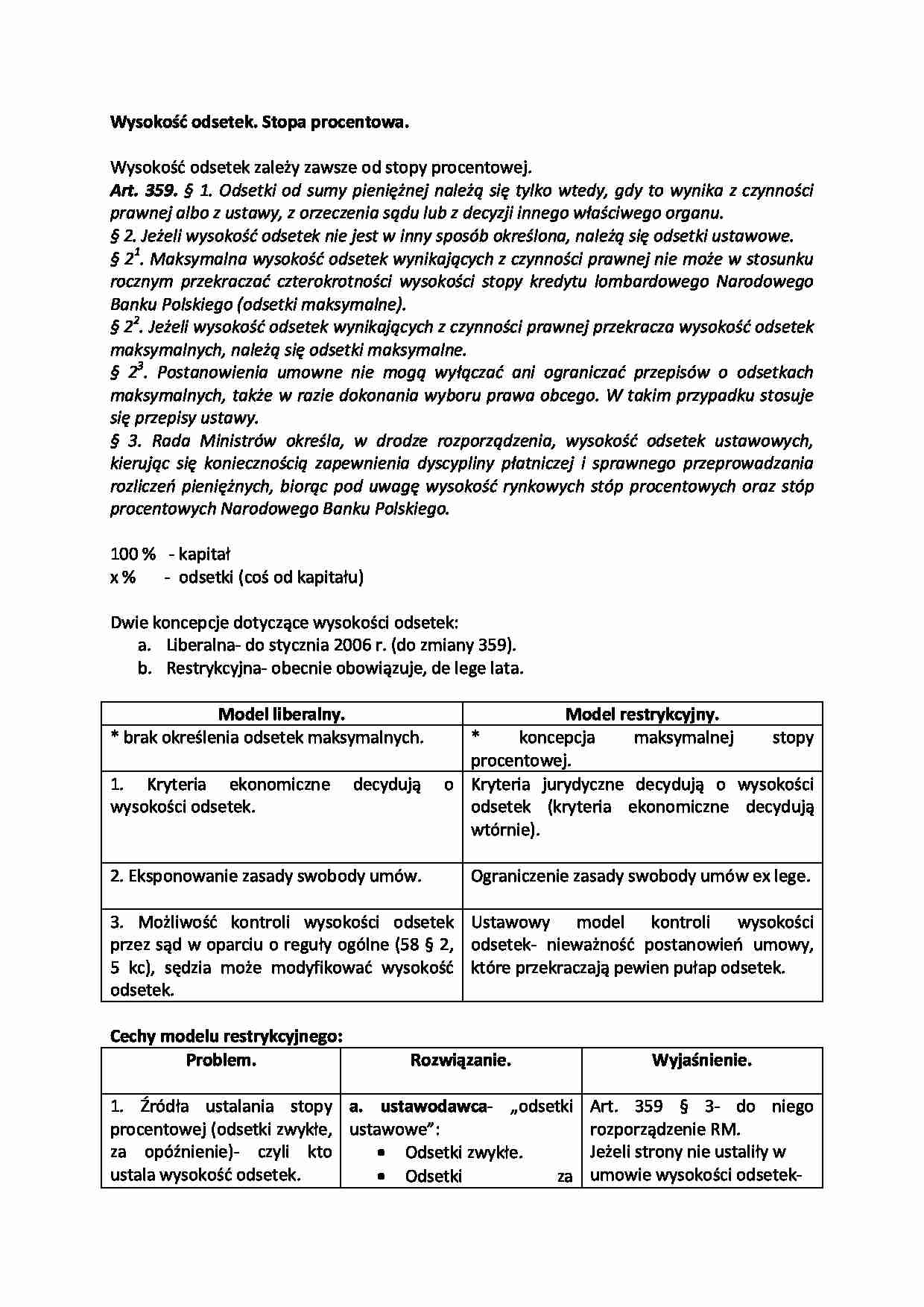 Wysokość odsetek. Stopa procentowa. - strona 1