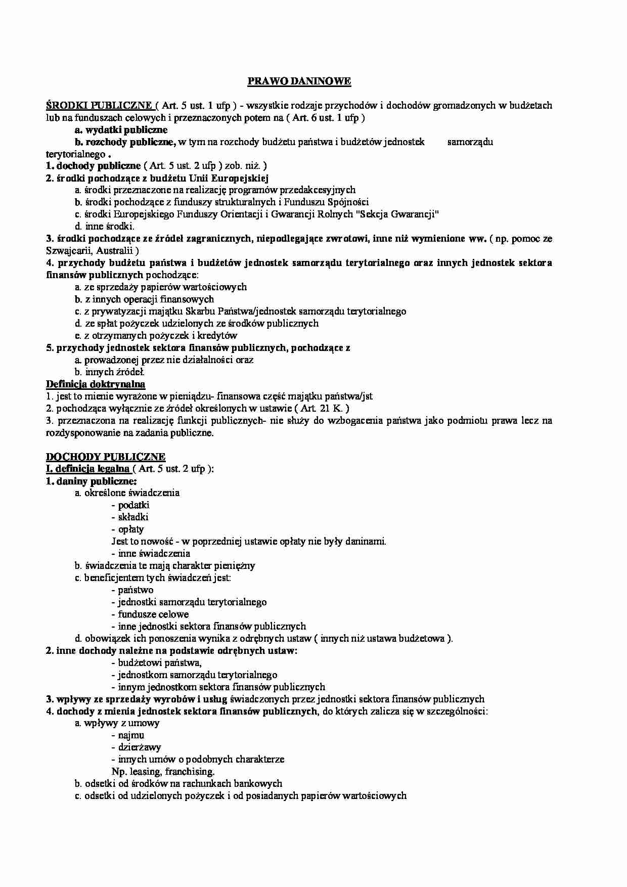 Prawo daninowe, podatkowe - wykład - strona 1