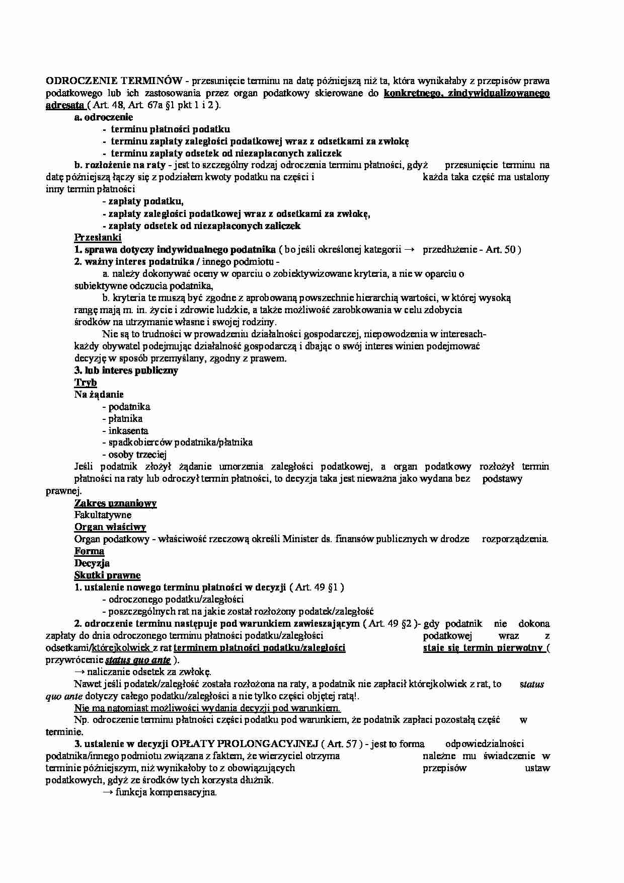 Potrącenia i odroczenie terminów - wykład - strona 1