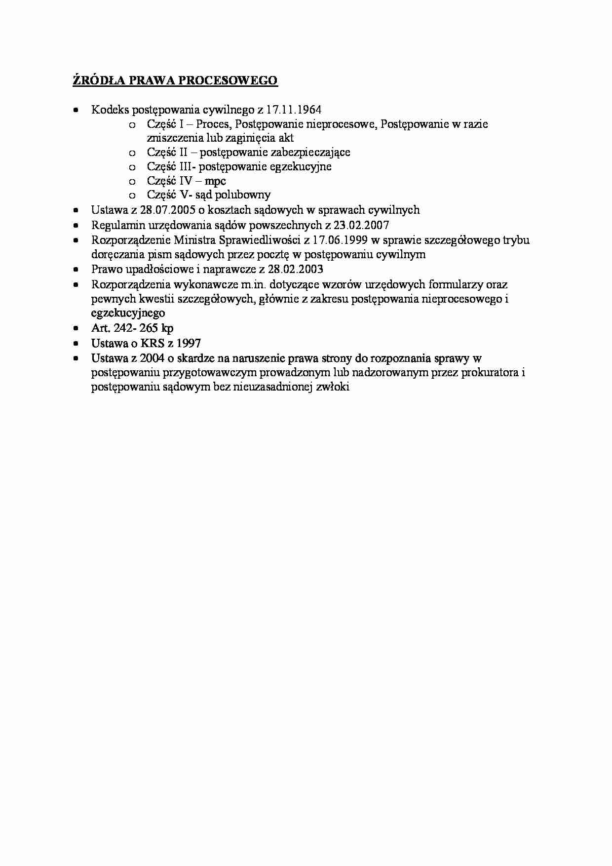 Źródła prawa procesowego. - strona 1