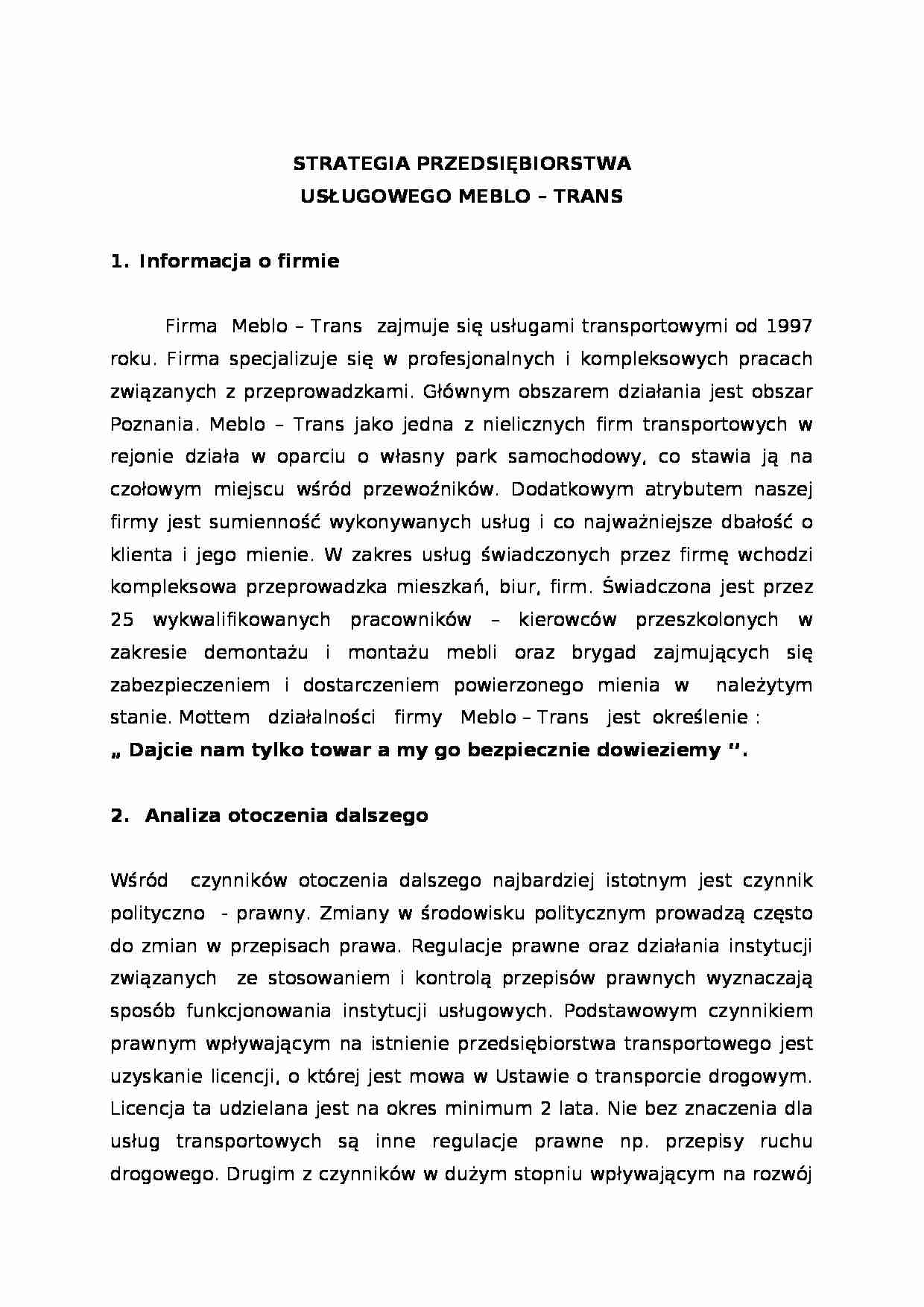 Strategia przedsiębiorstwa transportowego - strona 1