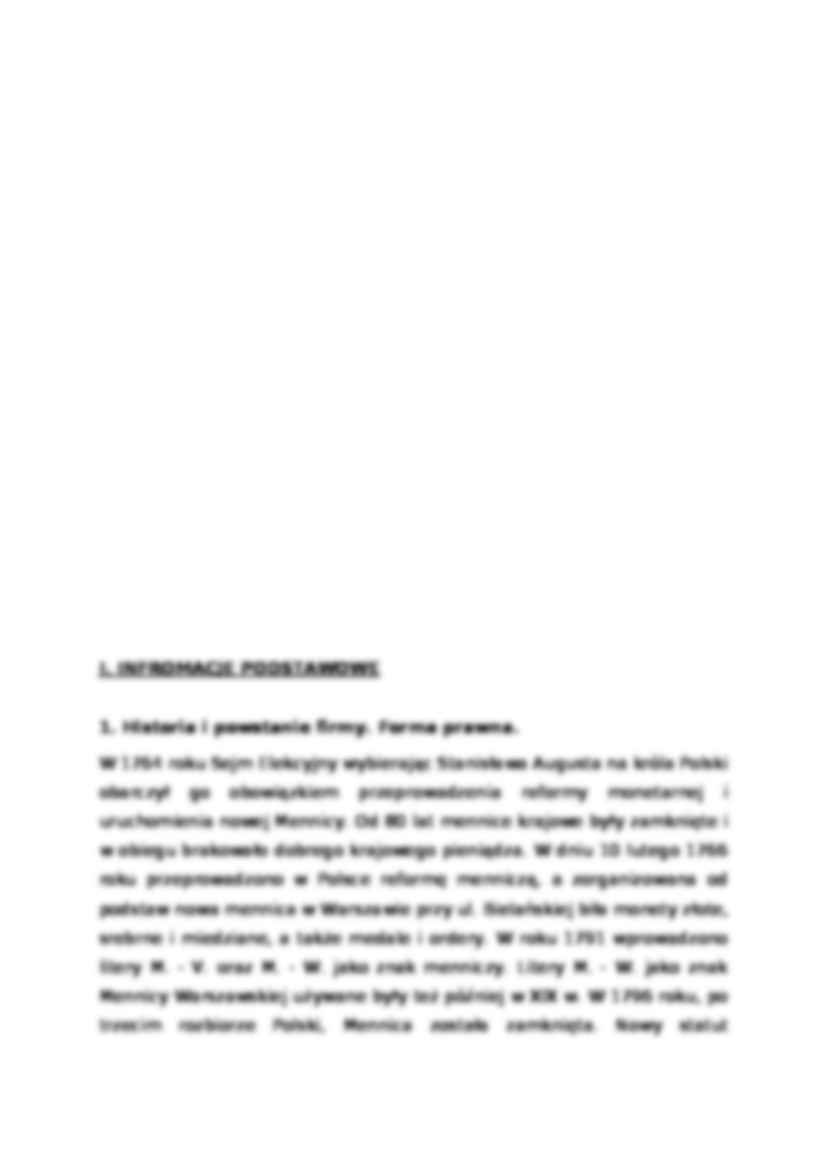 Działalność Mennicy SA - Historia i powstanie firmy. Forma prawna. - strona 3
