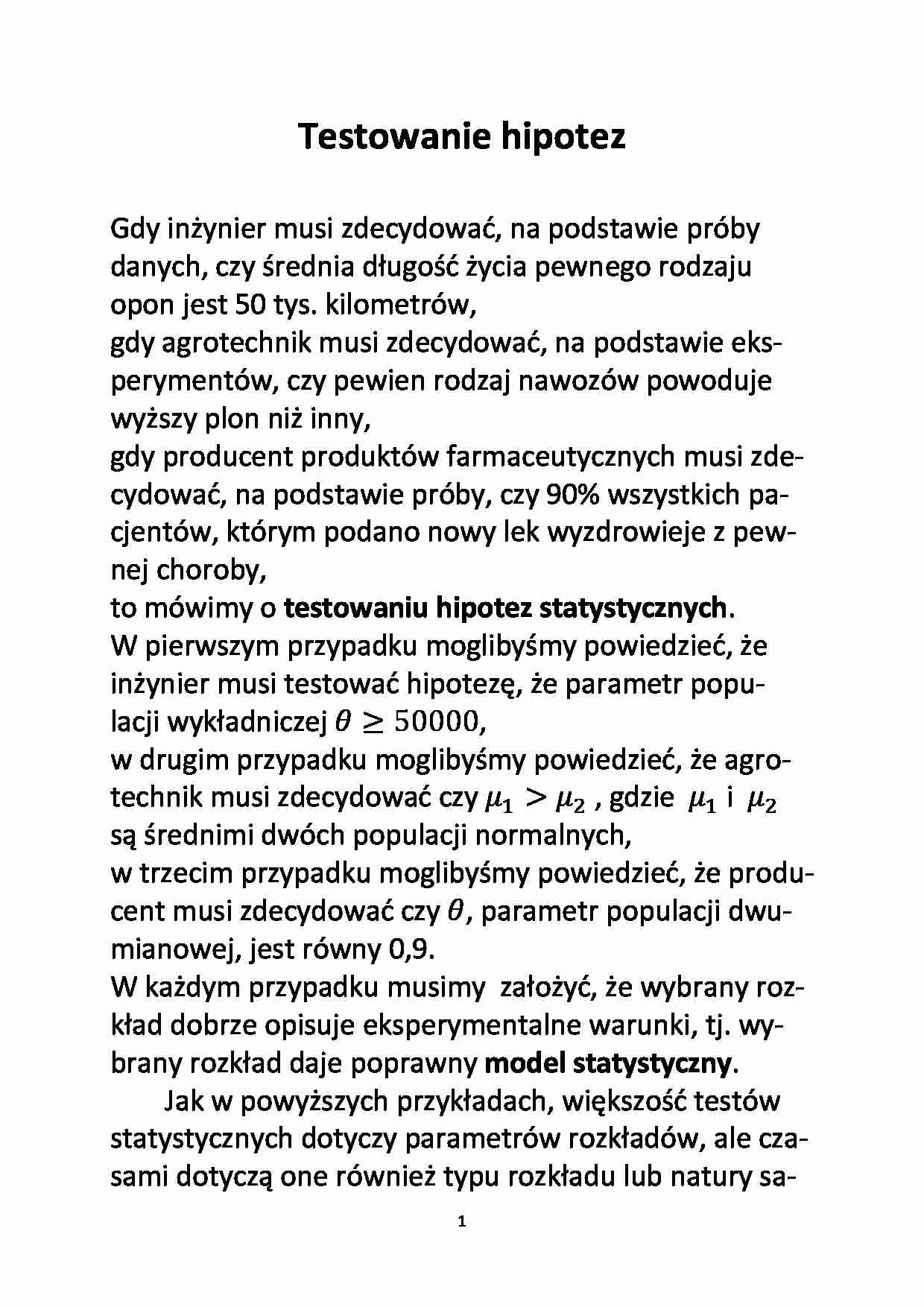 Testowanie hipotez - strona 1