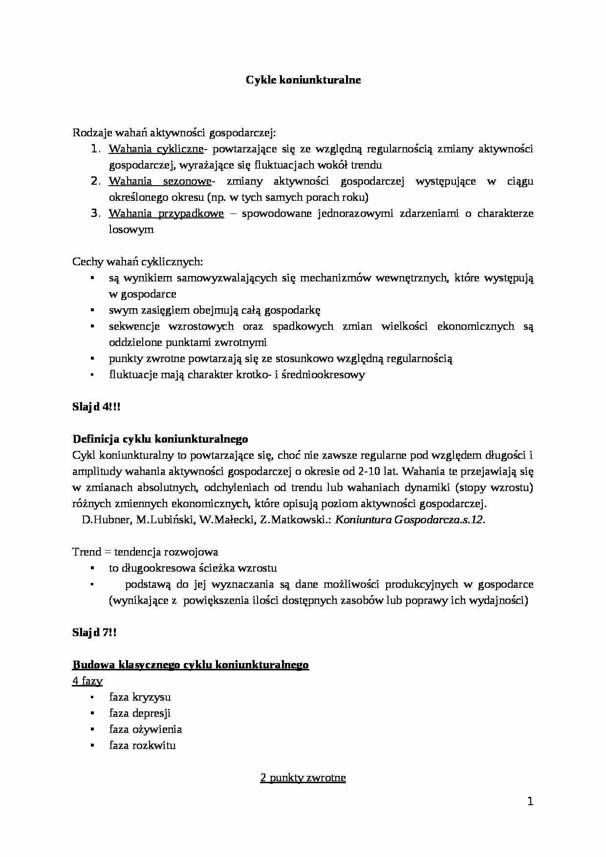 Cykle koniunkturalne - strona 1