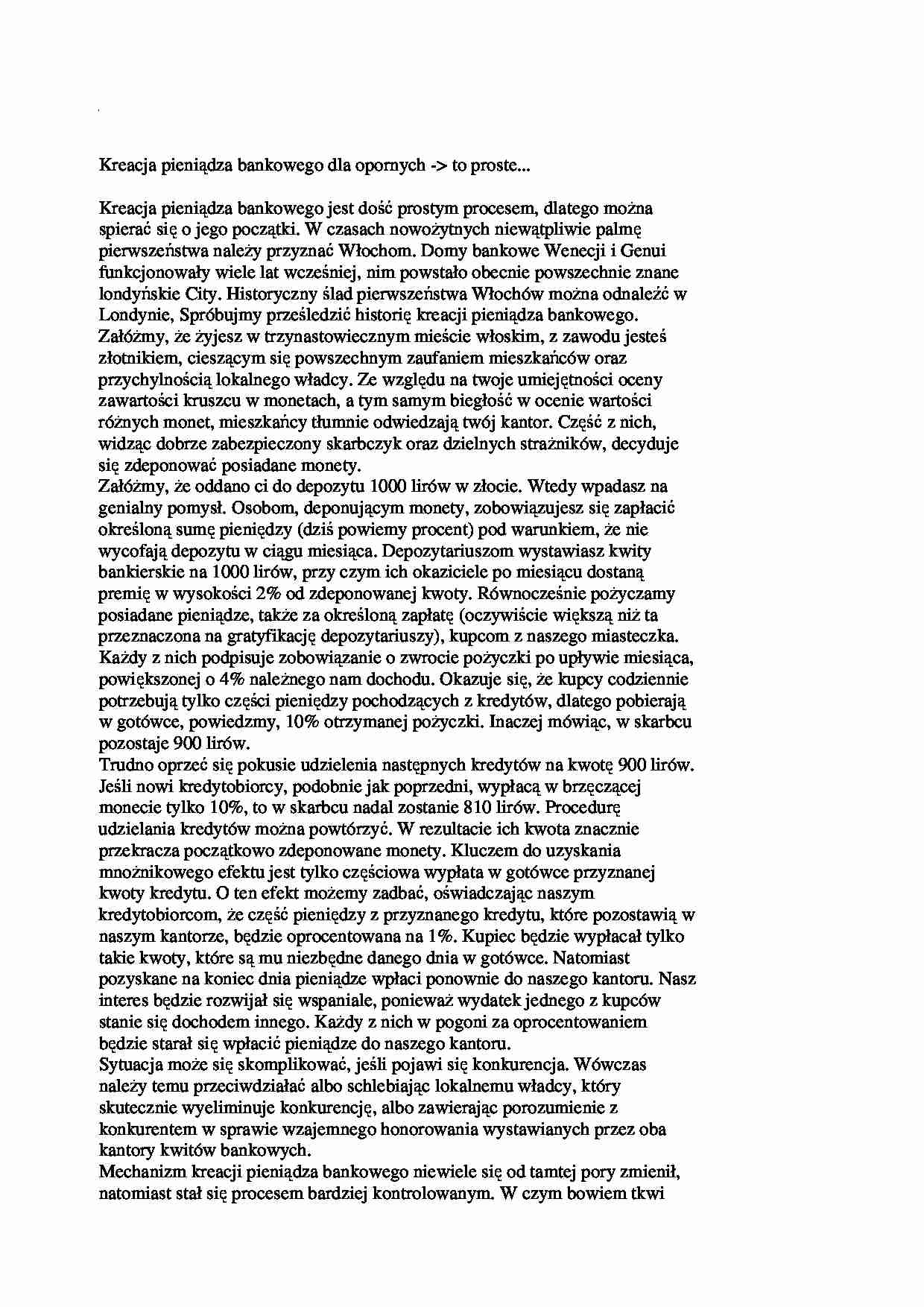 Kreacja pieniadza - strona 1