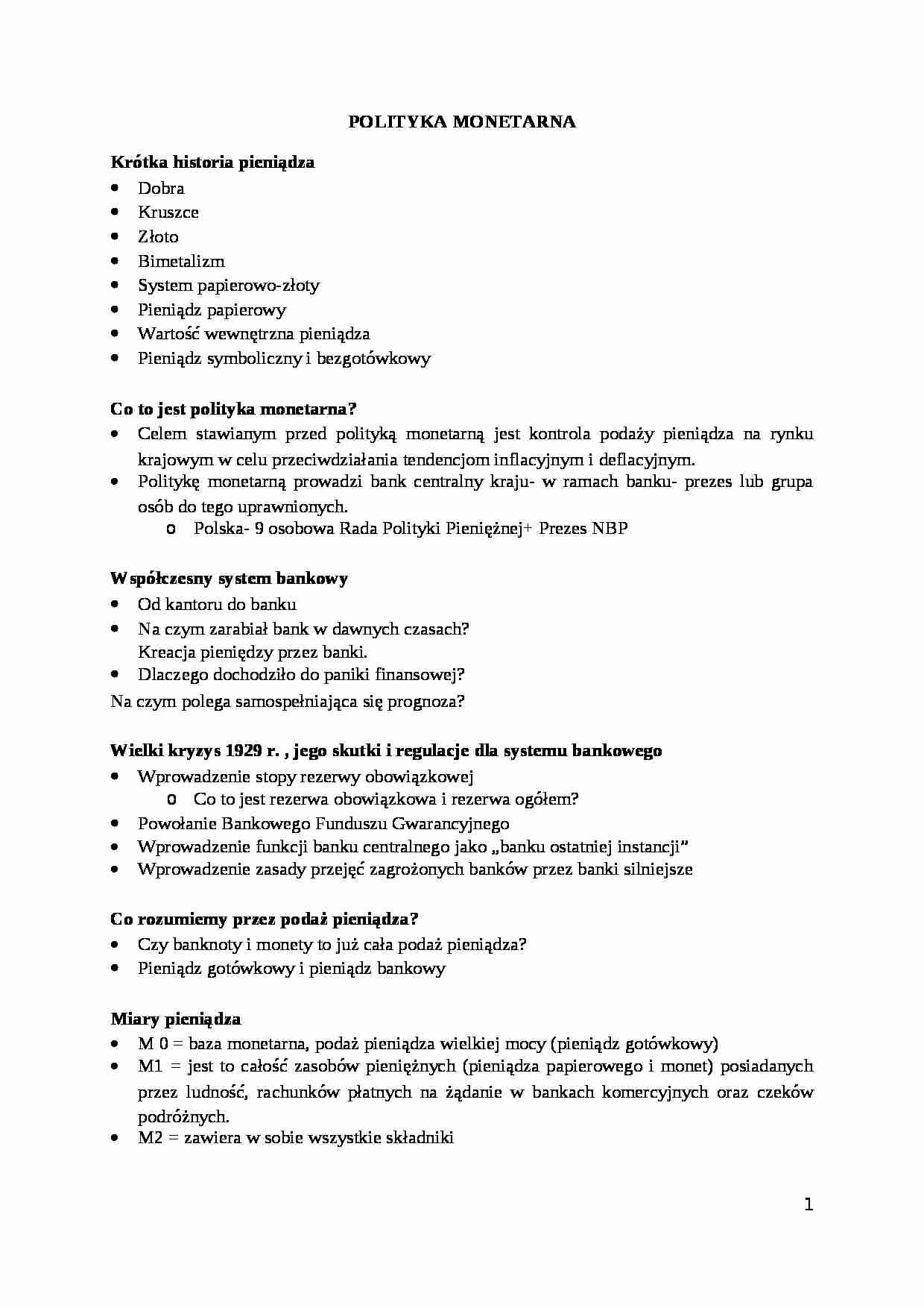 Polityka monetarna - Dobra - strona 1