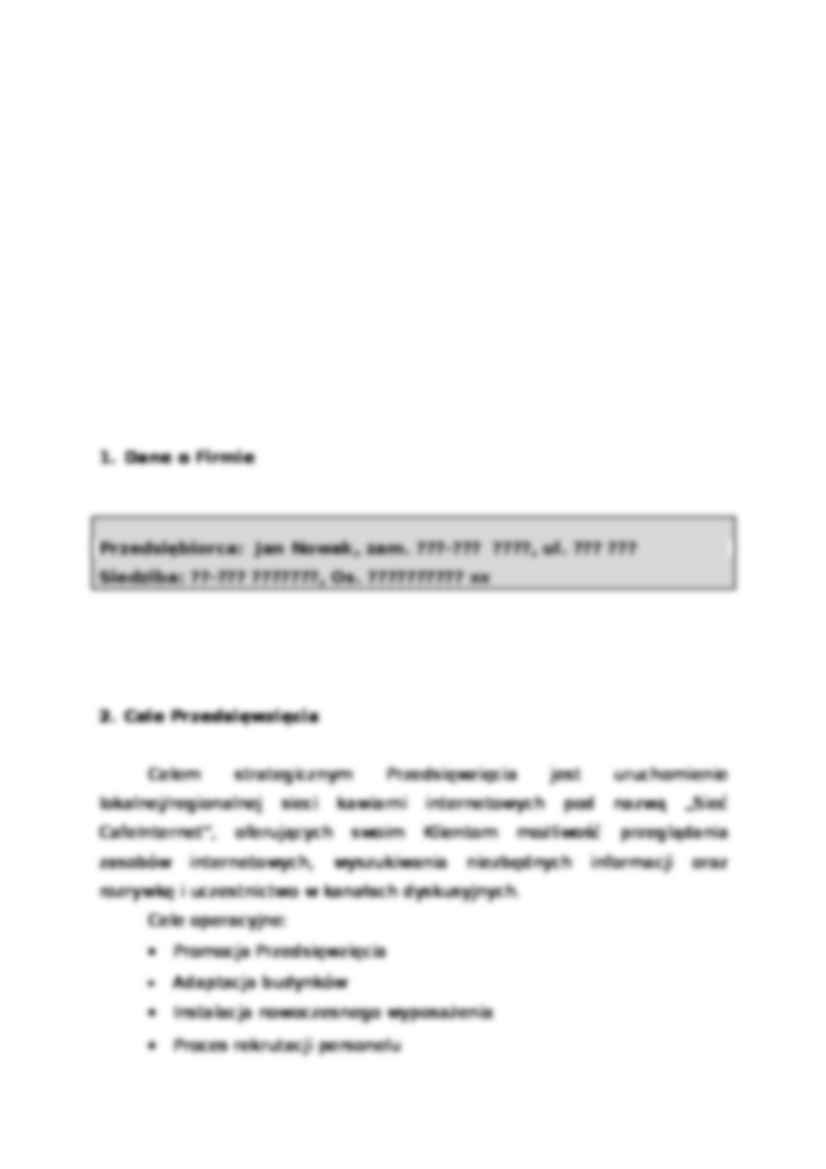 Biznes plan - Cafe Internet - prezentacja firmy - strona 2