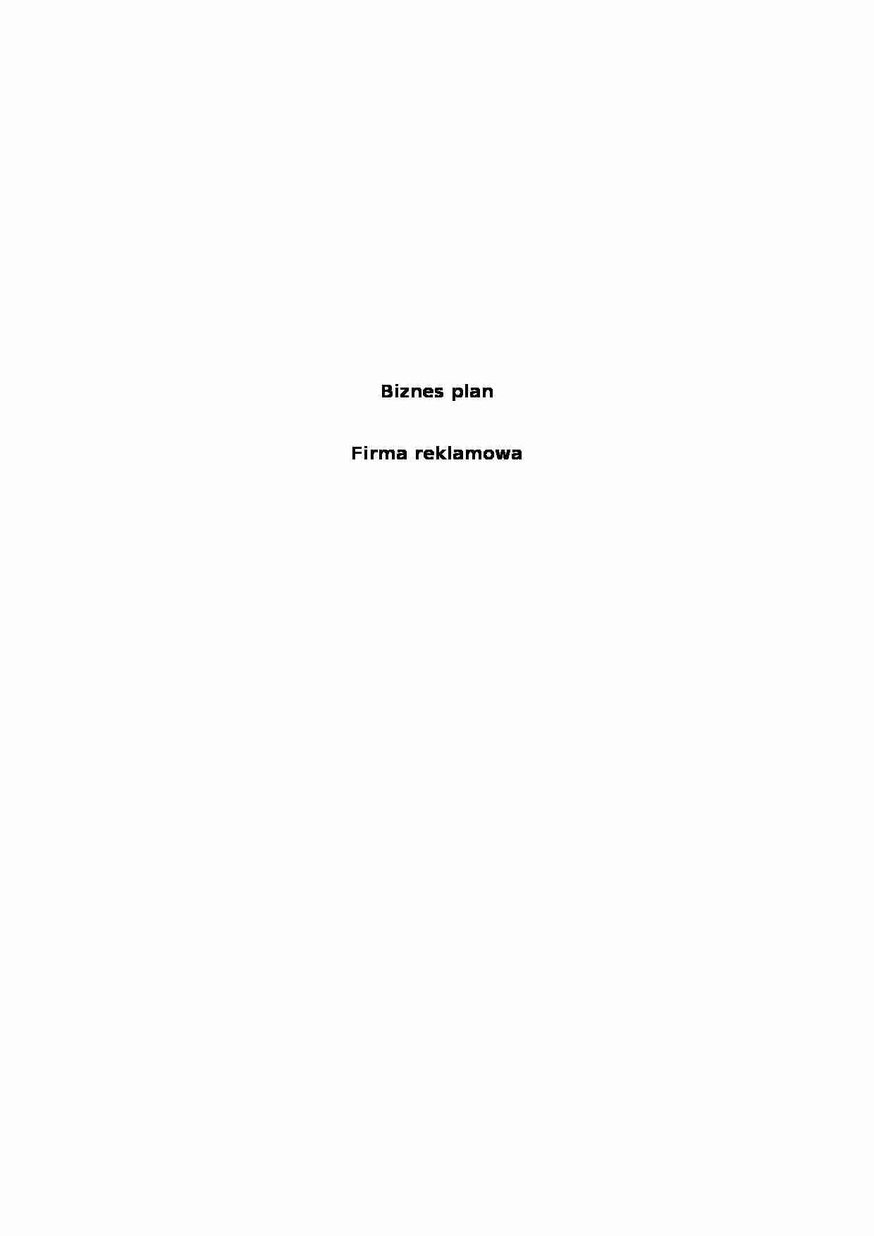 Biznes plan - firma reklamowa - prezentacja firmy - strona 1