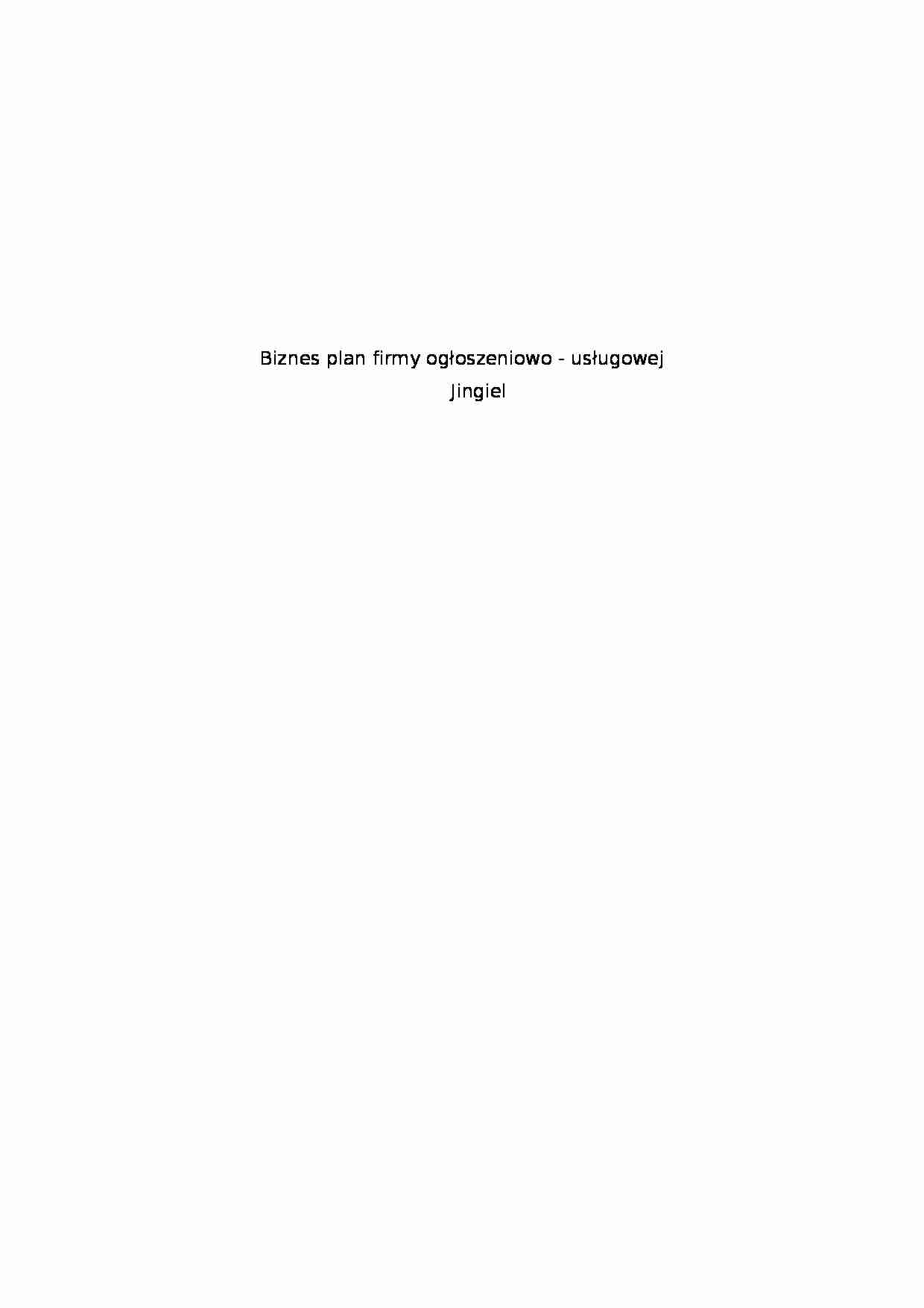 Biznes plan - Jingiel - strona 1