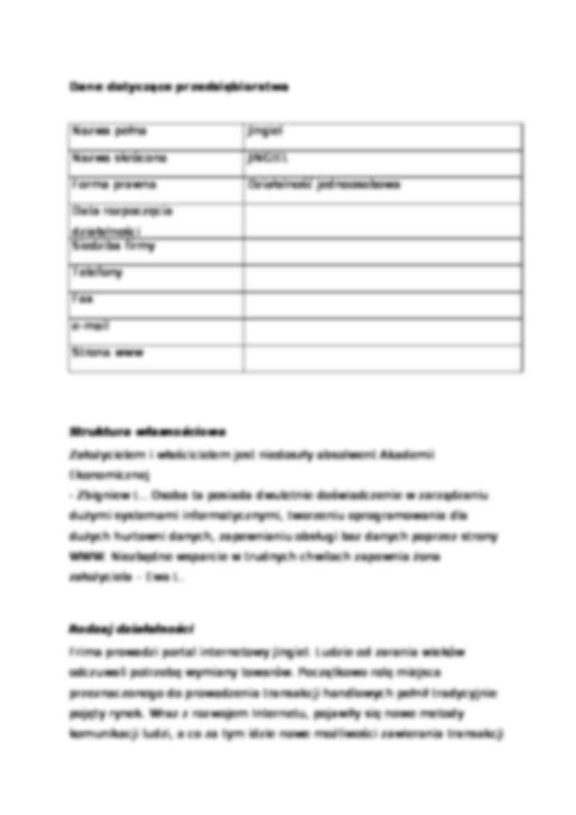 Biznes plan - Jingiel - strona 2