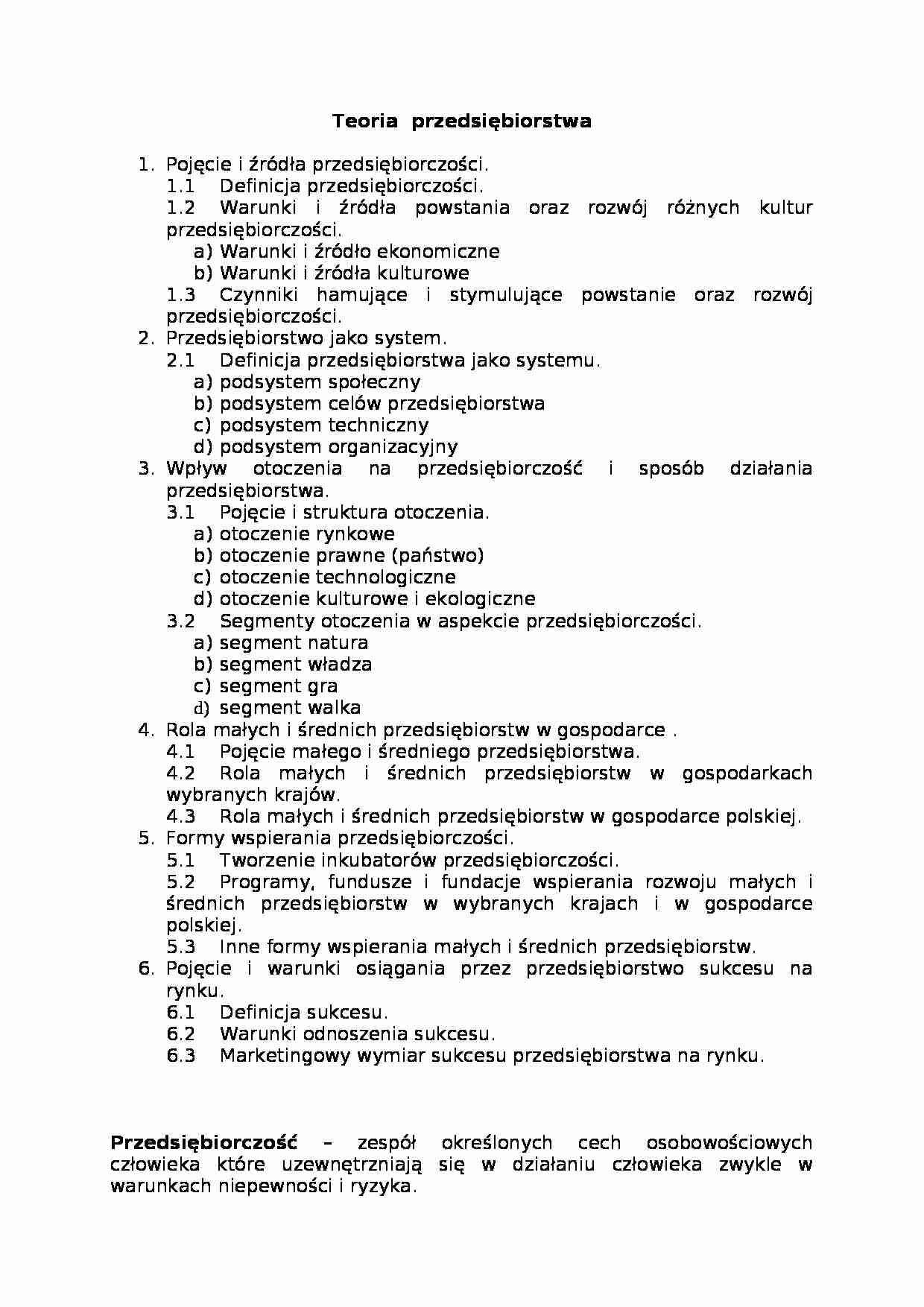 Teoria przedsiębiorstwa - strona 1