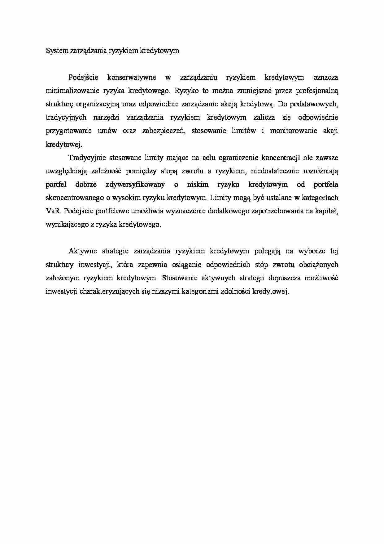 System zarządzania ryzykiem kredytowym - strona 1