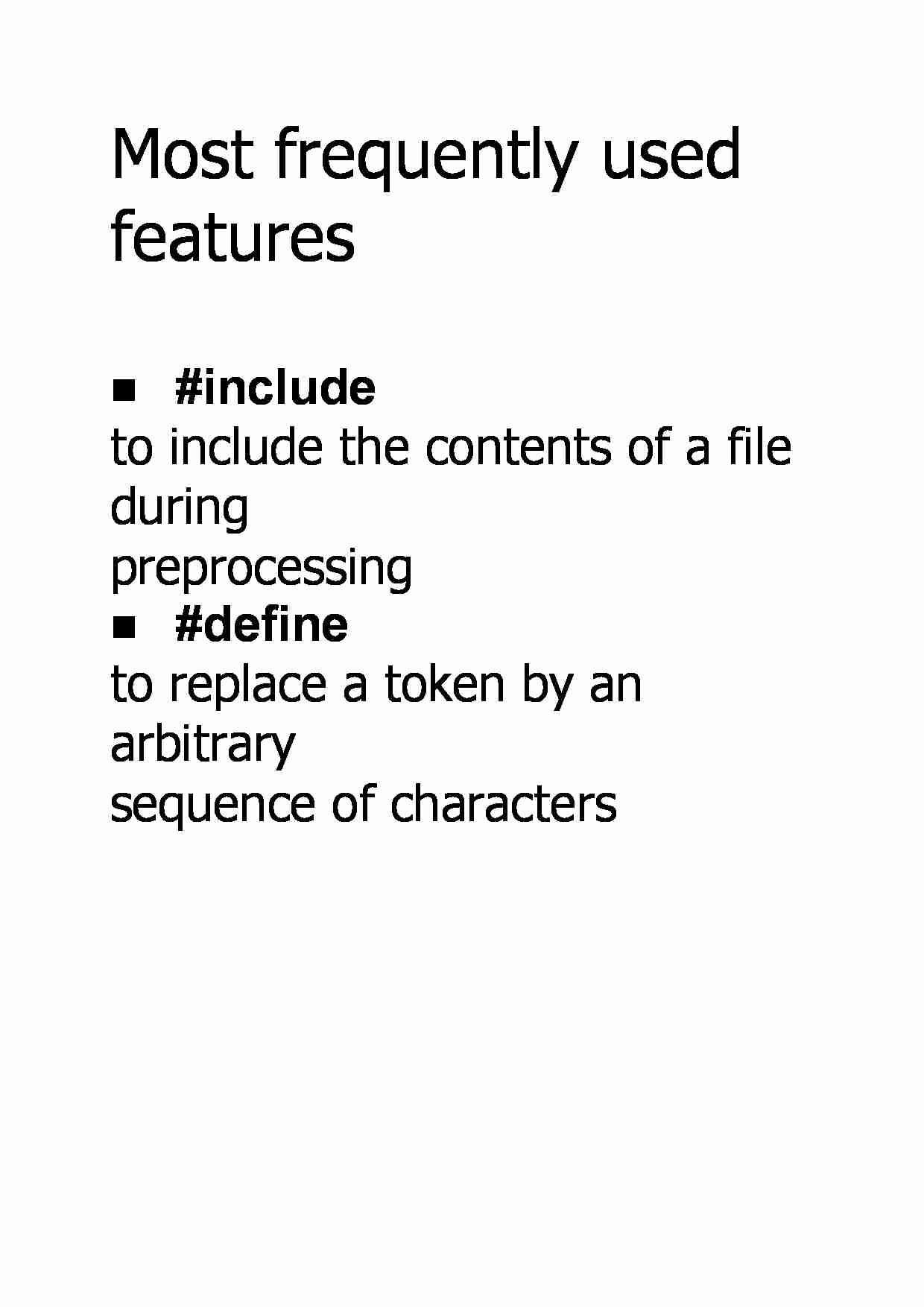 Most frequently used features - strona 1