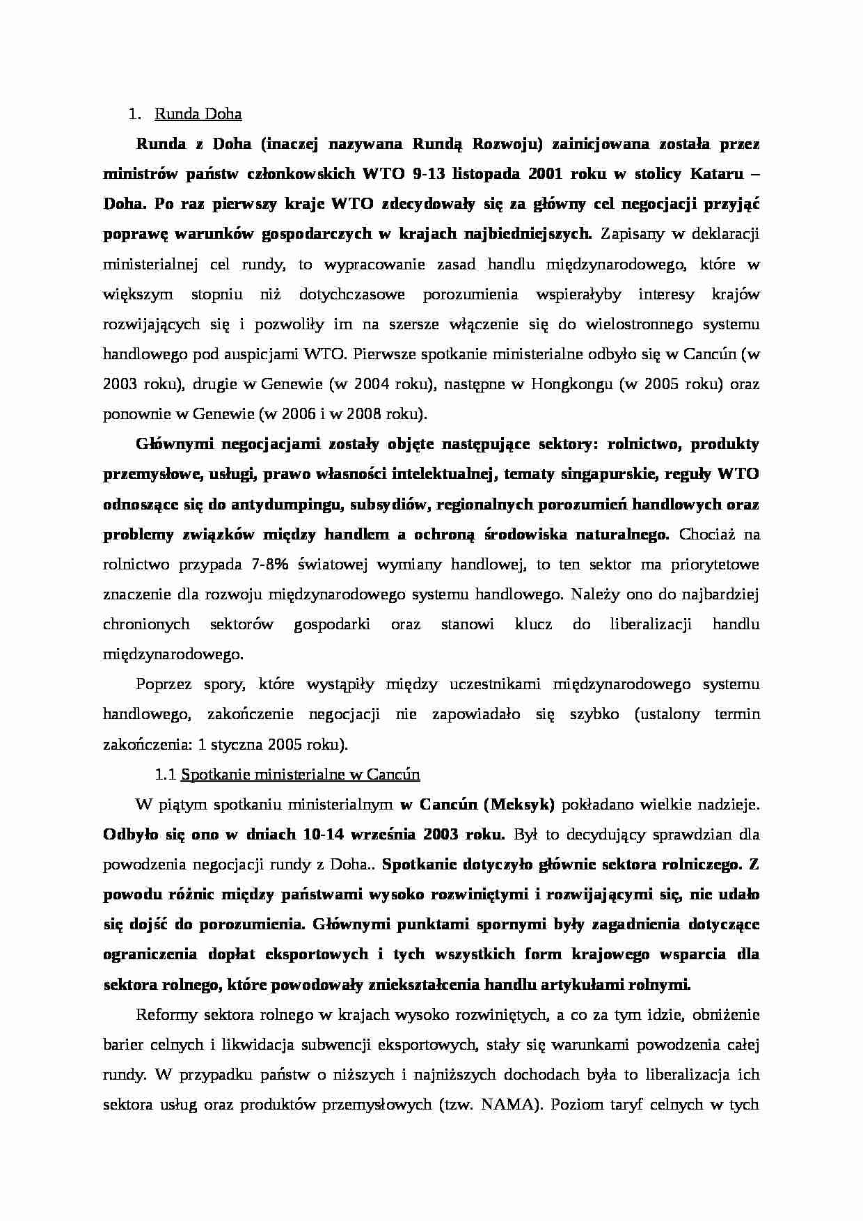 Uzupełnienie prezentacji - Runda Doha - strona 1