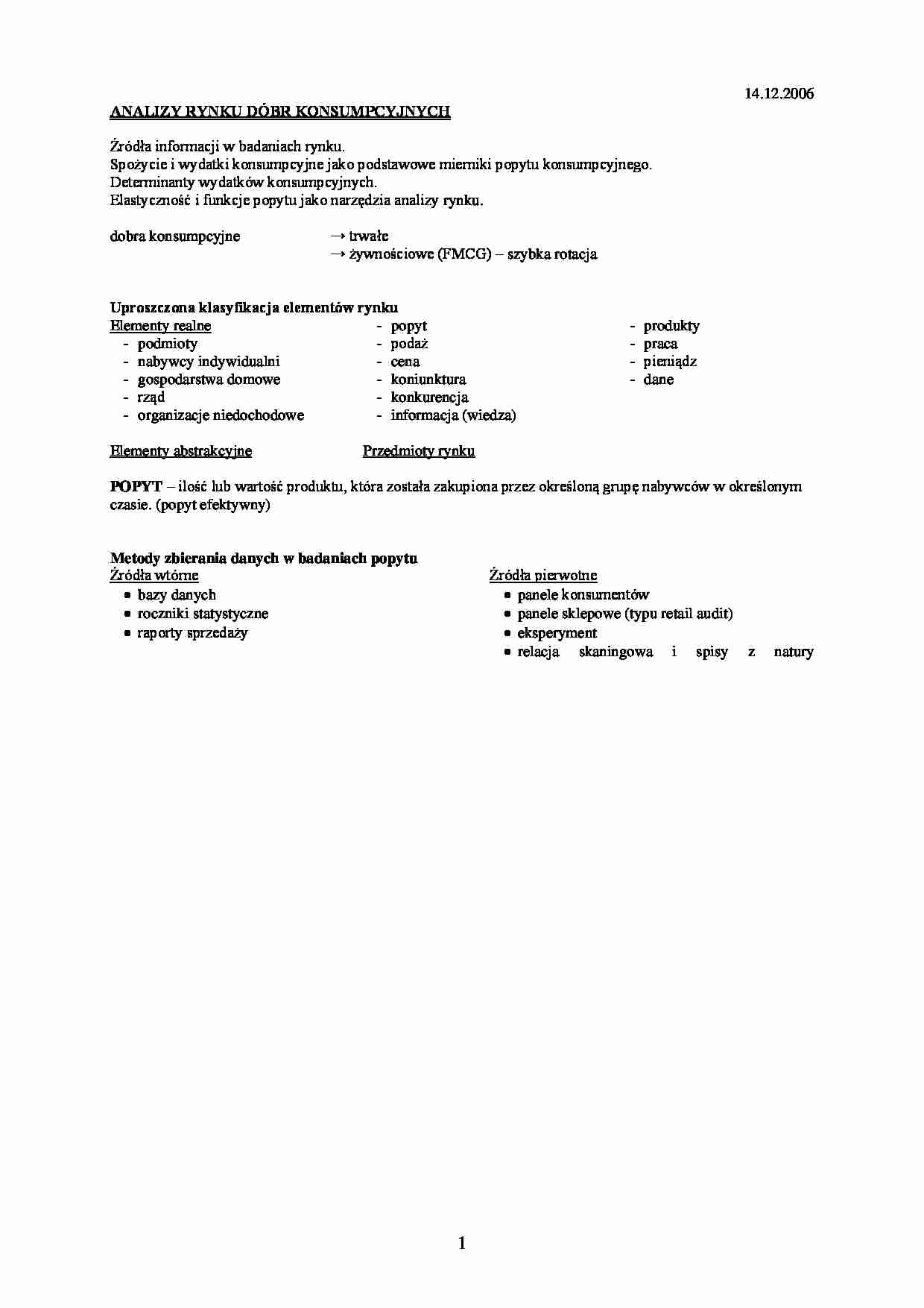 Analiza rynku dóbr konsumpcyjnych - strona 1