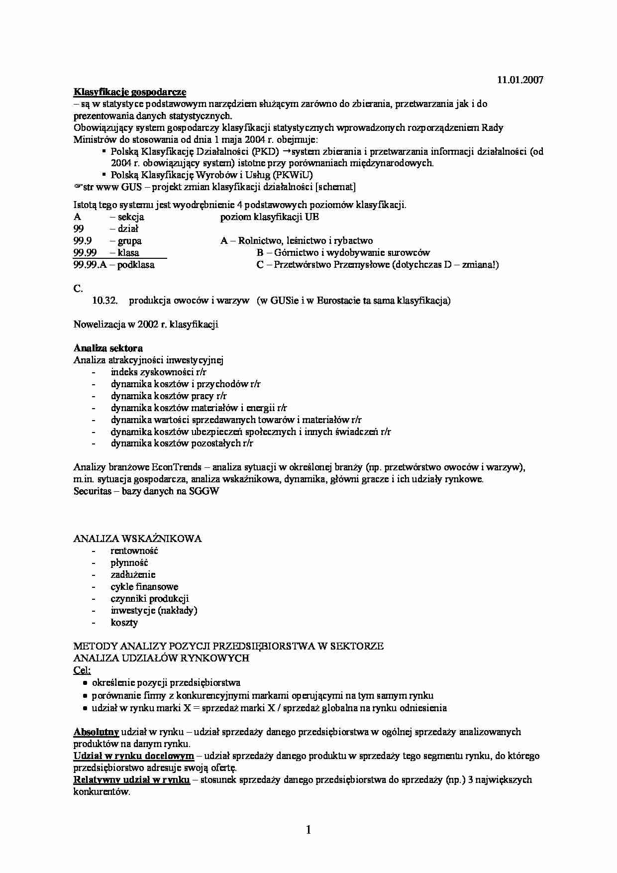 Klasyfikacje gospodarcze - strona 1