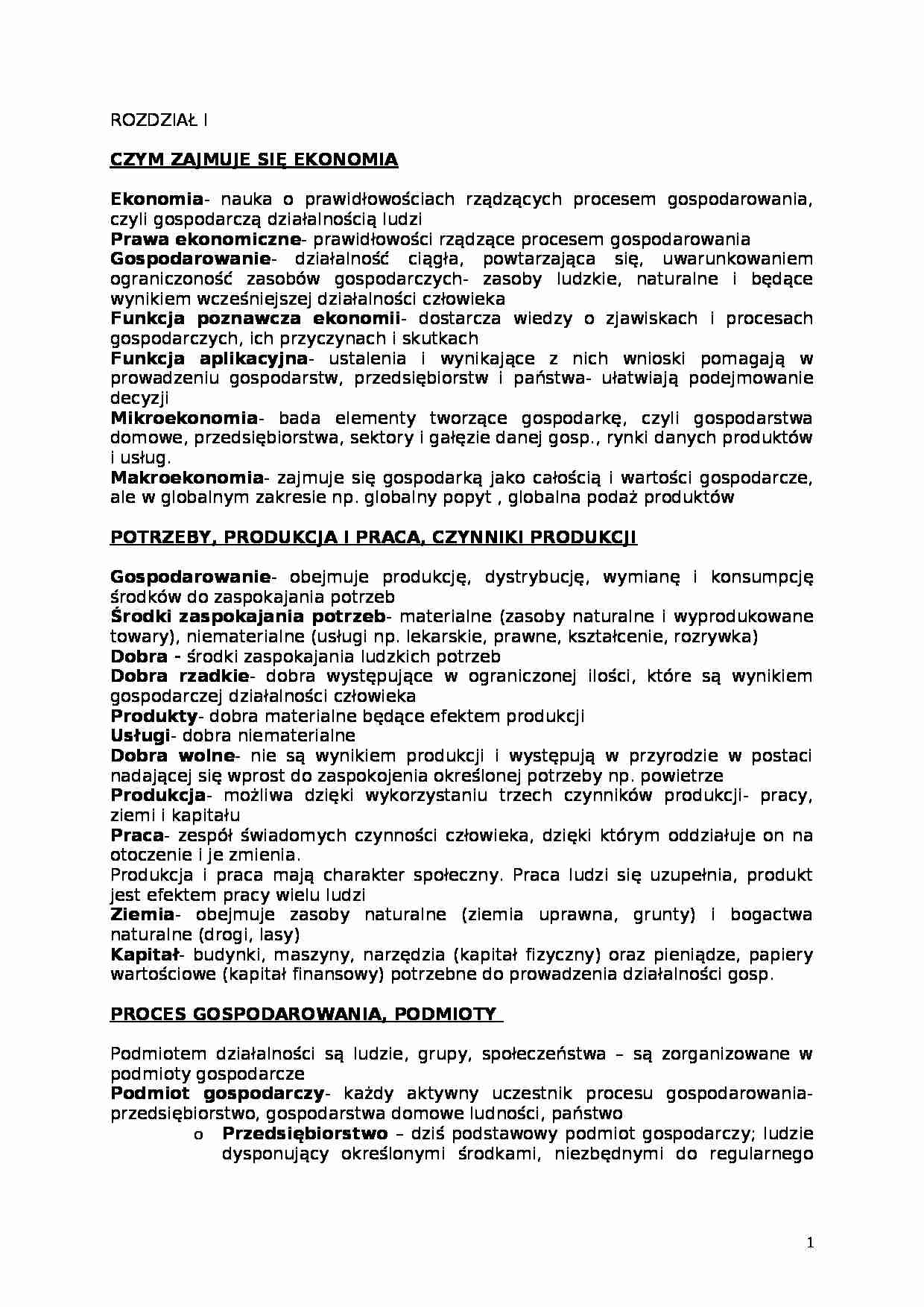 Ekonomia - niezbędne informacje - strona 1