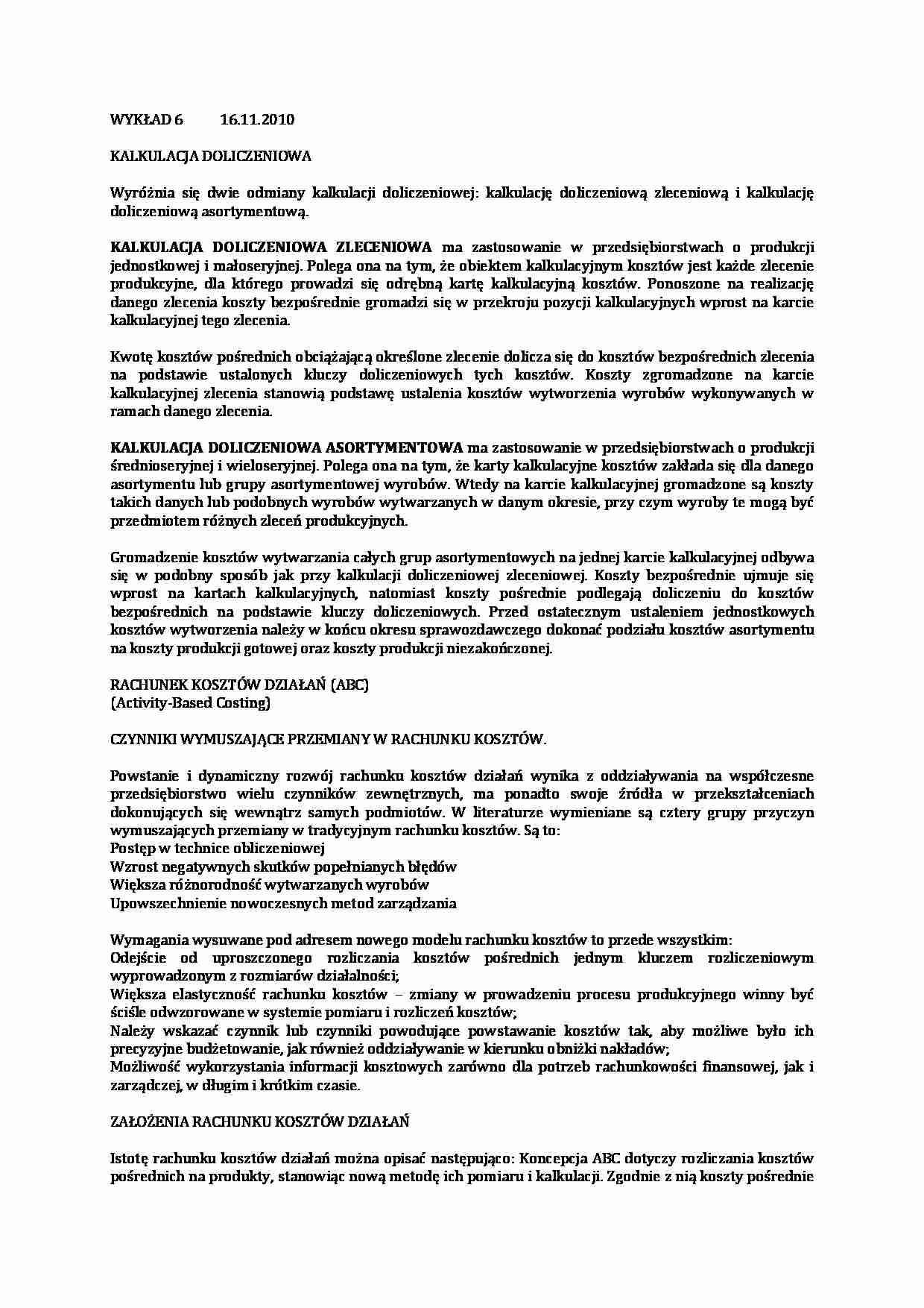 Kalkulacja doliczeniowa - strona 1