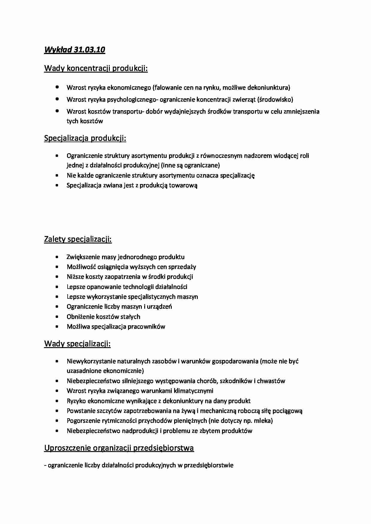 Wady koncentracji produkcji - strona 1