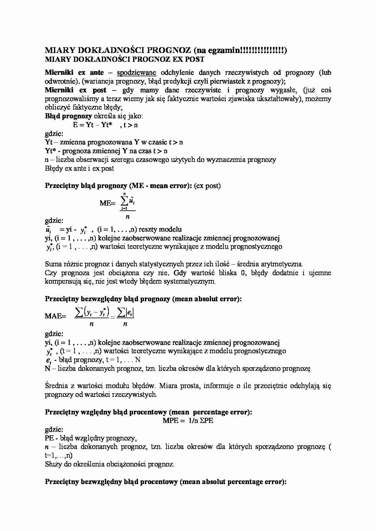 Miary dokładności prognoz - strona 1